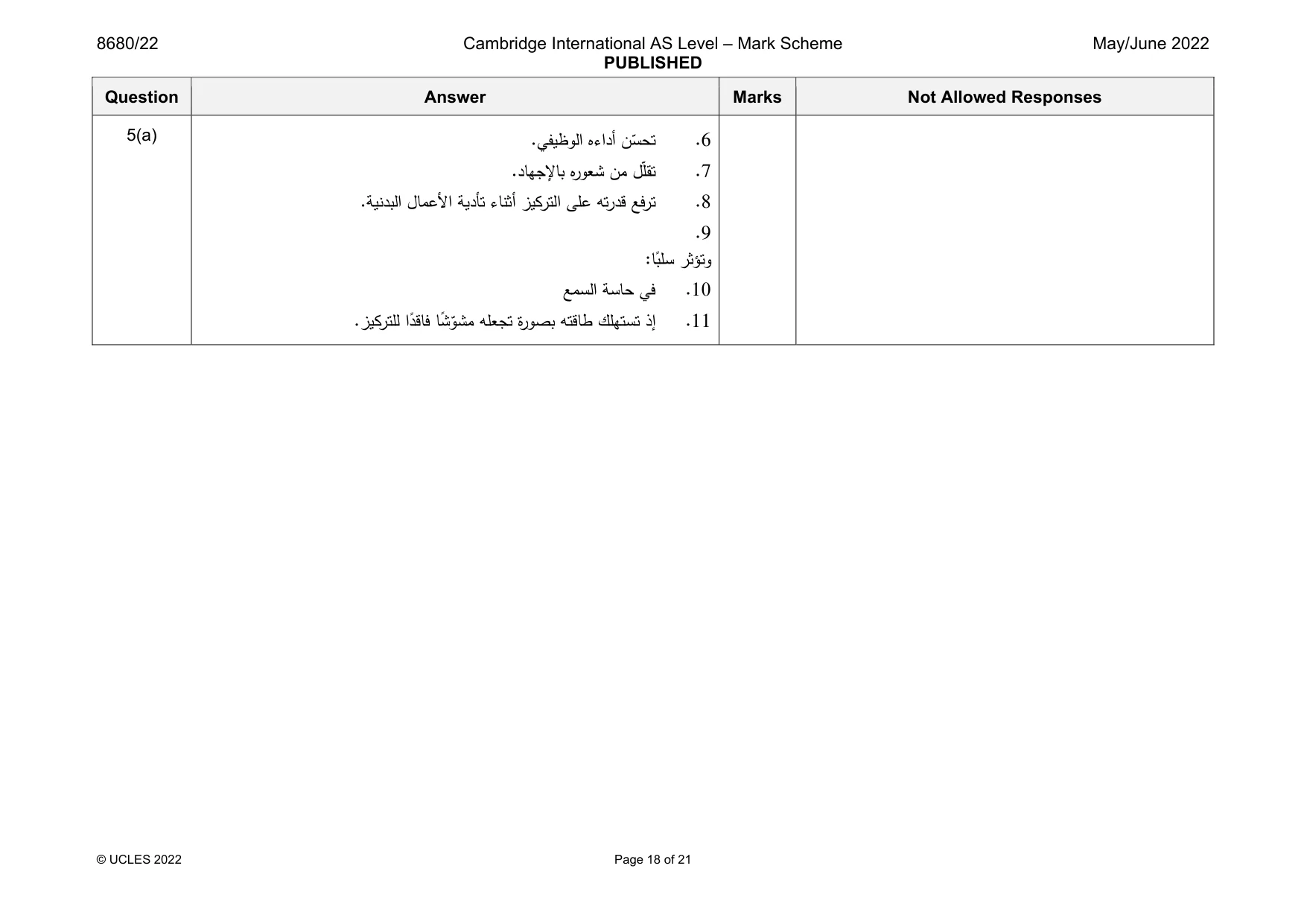Mark scheme, page 18 of 21