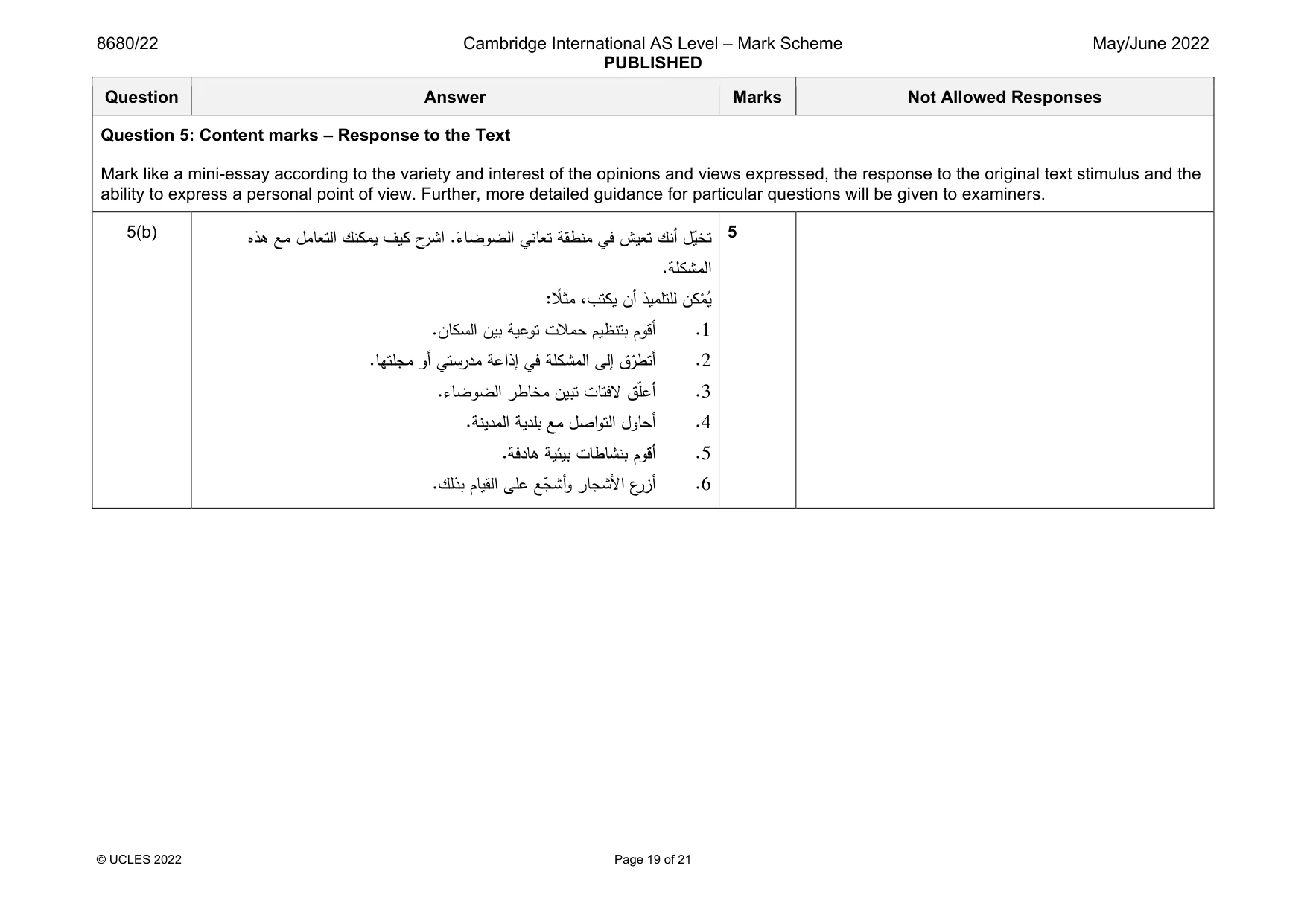 Mark scheme, page 19 of 21