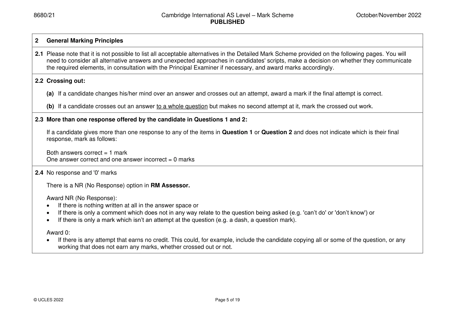 Mark scheme, page 5 of 19