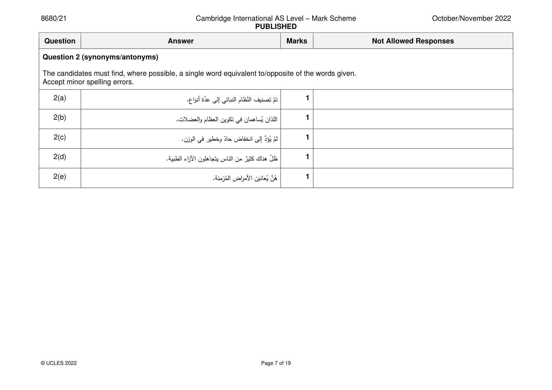 Mark scheme, page 7 of 19