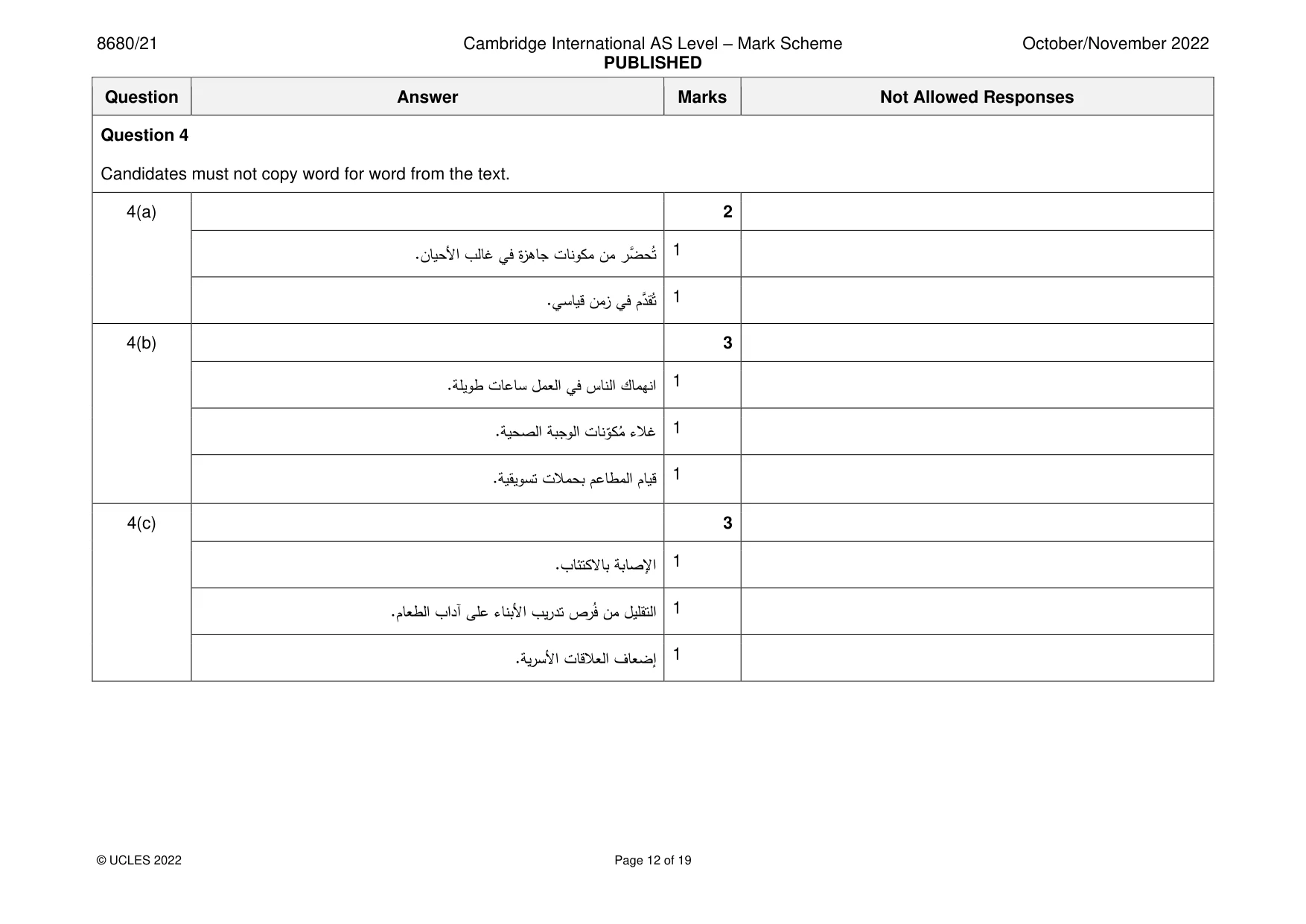 Mark scheme, page 12 of 19
