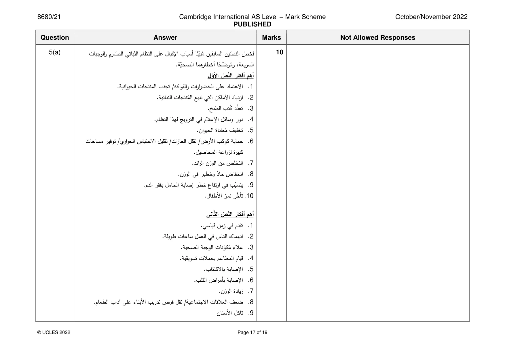 Mark scheme, page 17 of 19