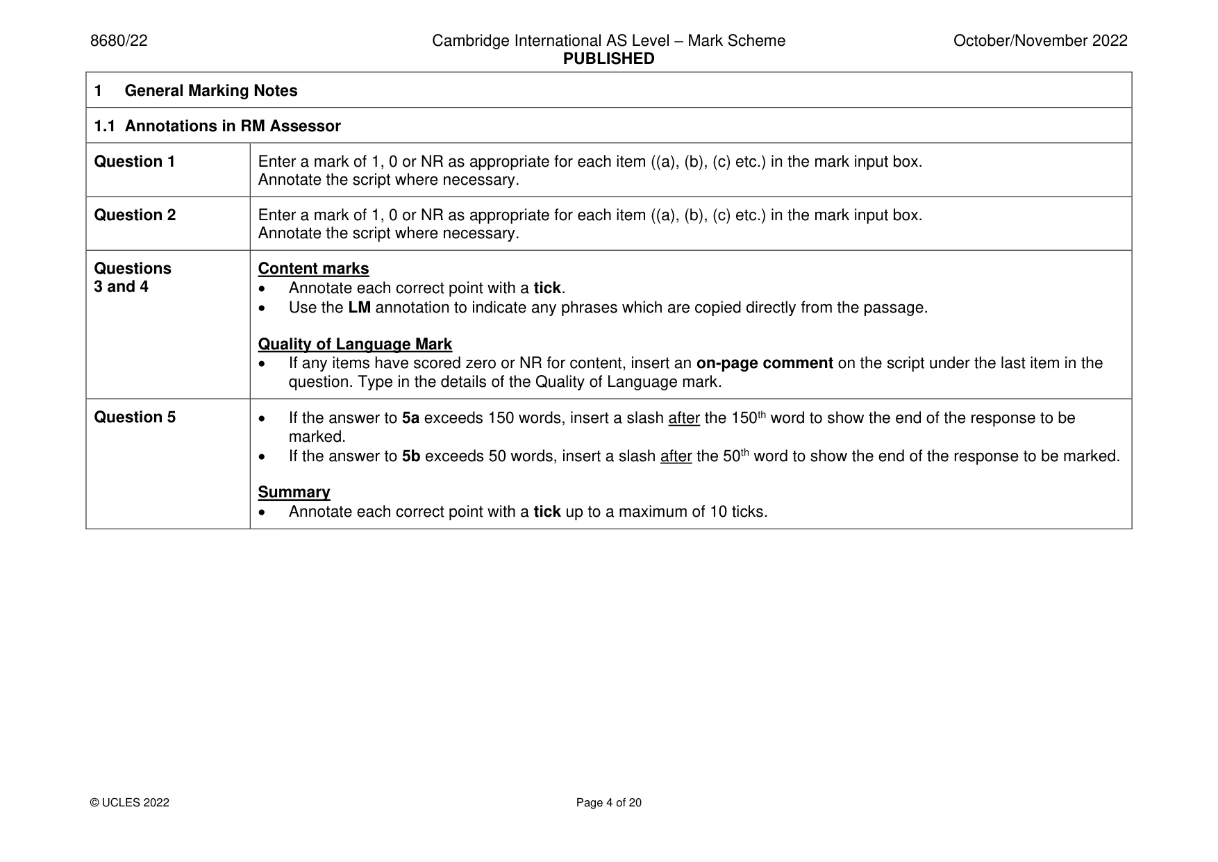 Mark scheme, page 4 of 20