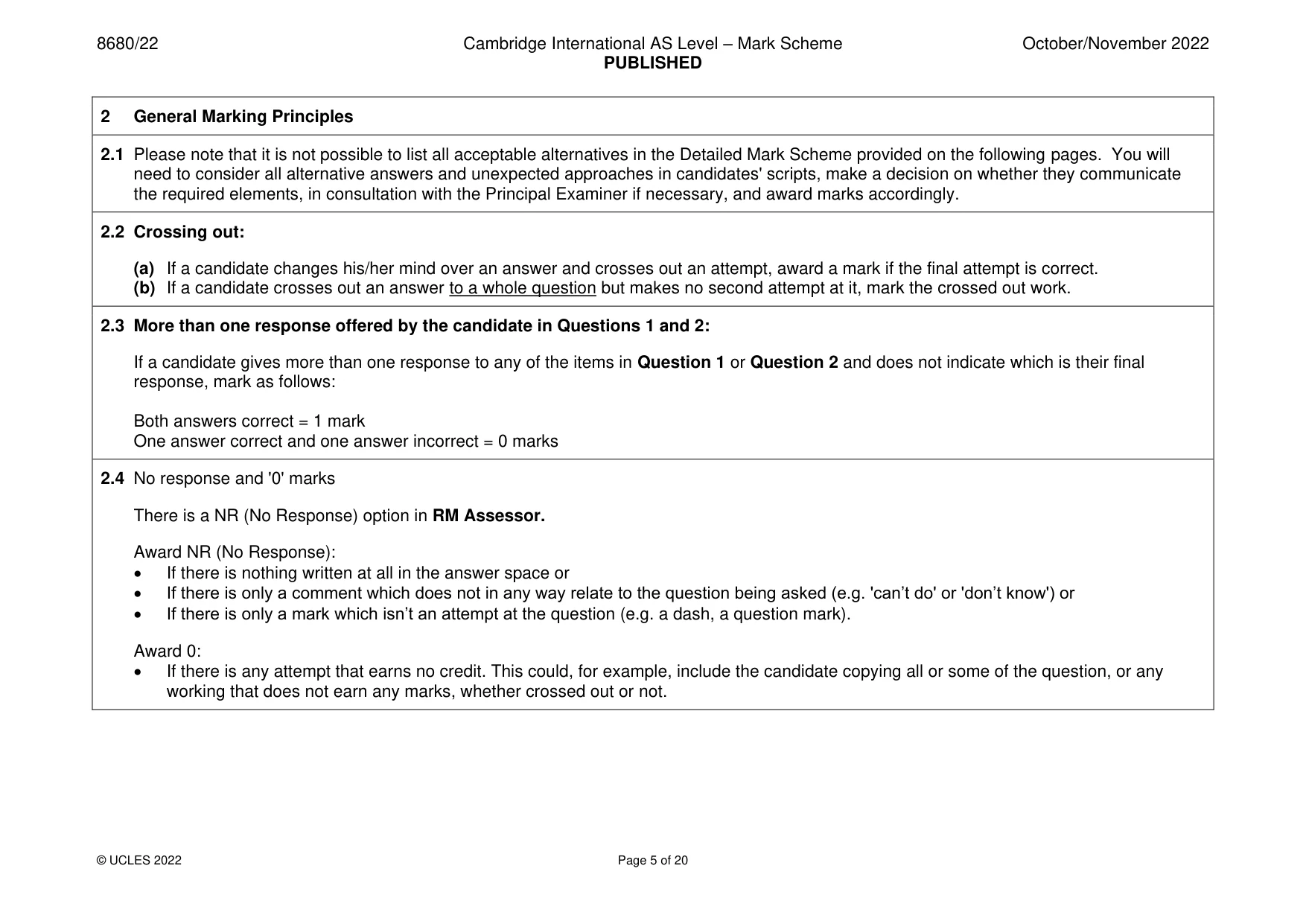 Mark scheme, page 5 of 20