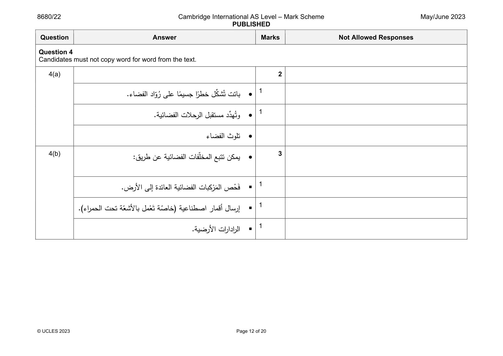 Mark scheme, page 12 of 20
