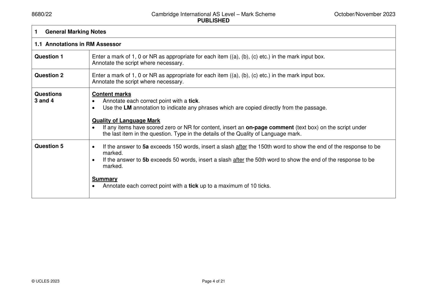 Mark scheme, page 4 of 21