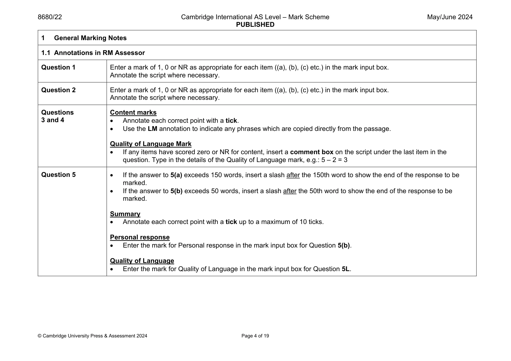 Mark scheme, page 4 of 19