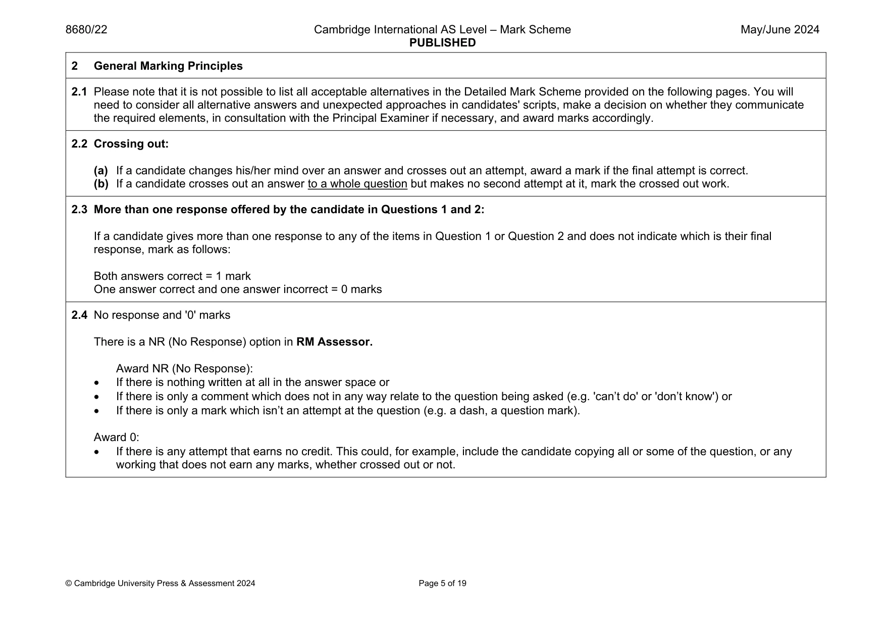Mark scheme, page 5 of 19