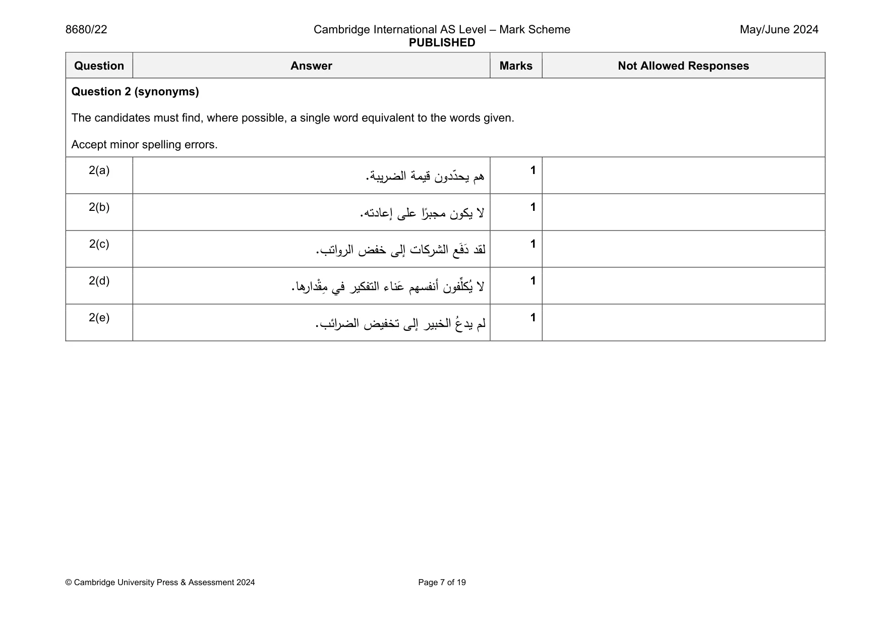 Mark scheme, page 7 of 19