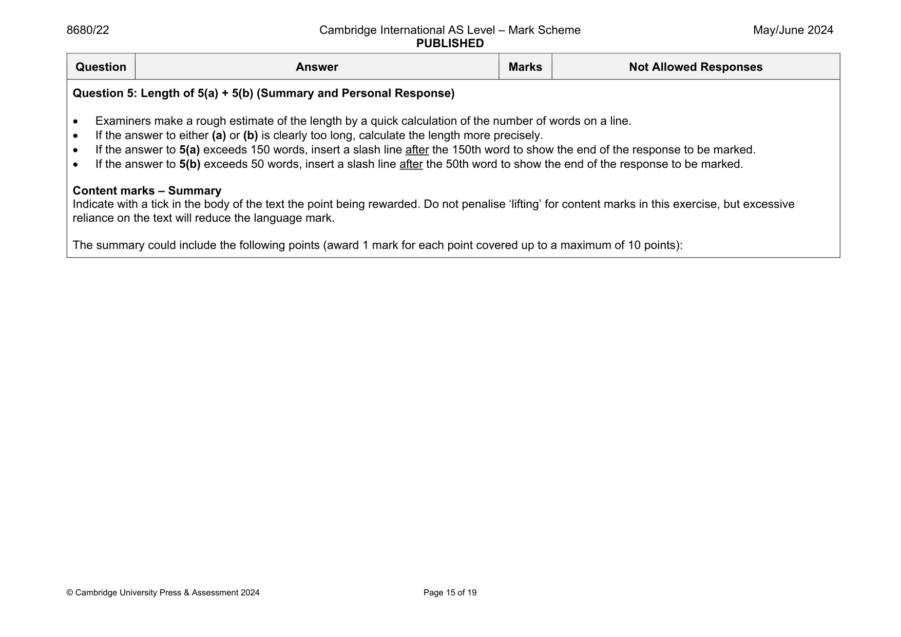 Mark scheme, page 15 of 19