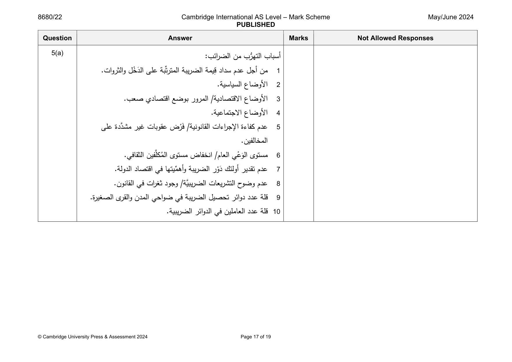 Mark scheme, page 17 of 19
