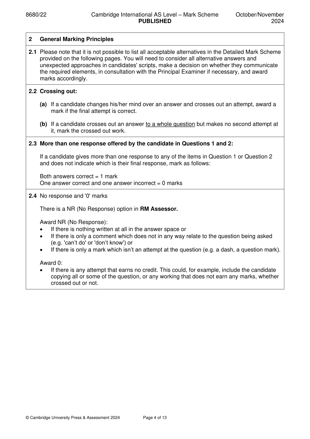 Mark scheme, page 4 of 13