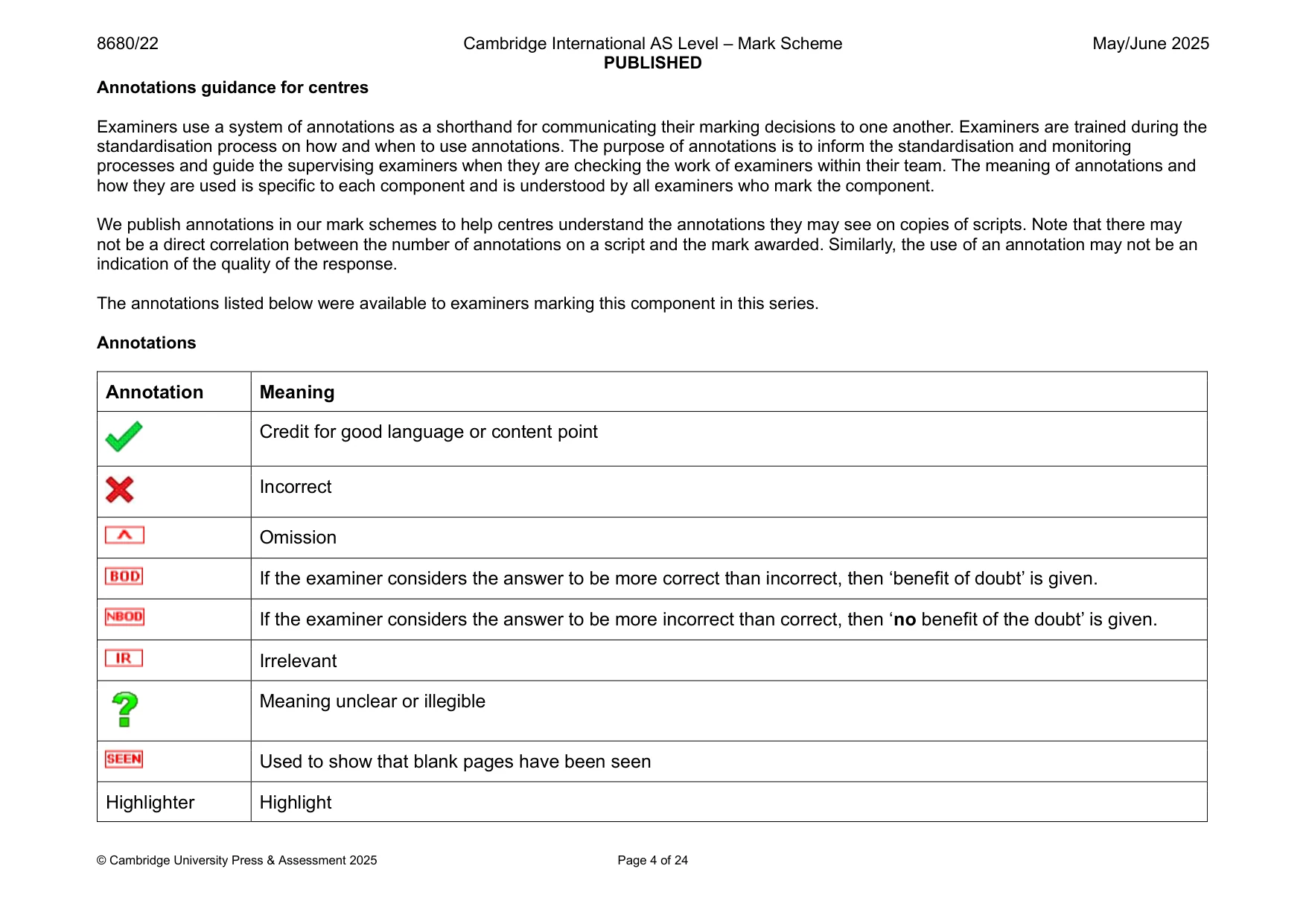 Mark scheme, page 4 of 24