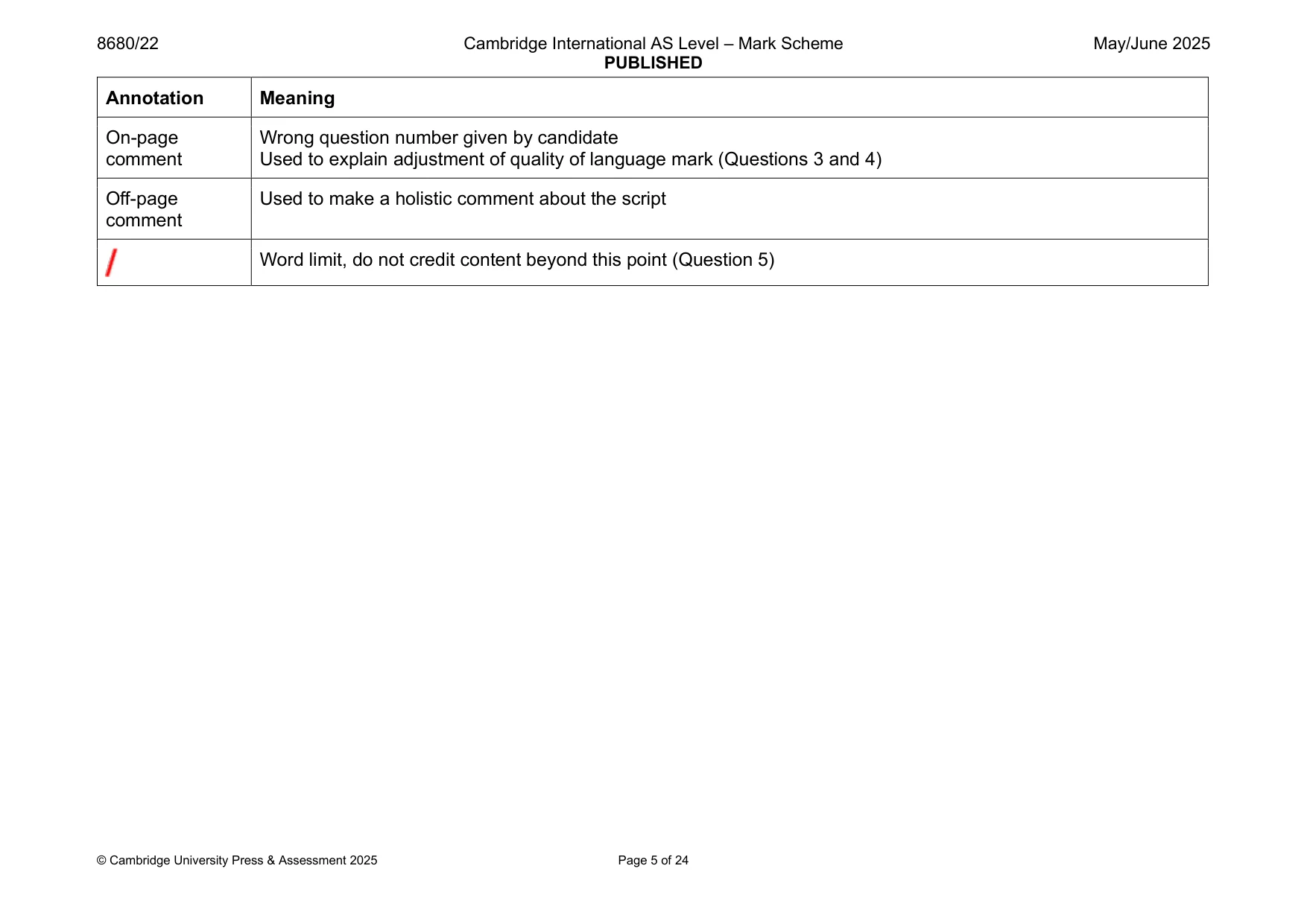 Mark scheme, page 5 of 24