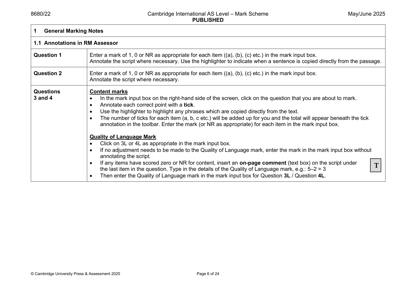Mark scheme, page 6 of 24