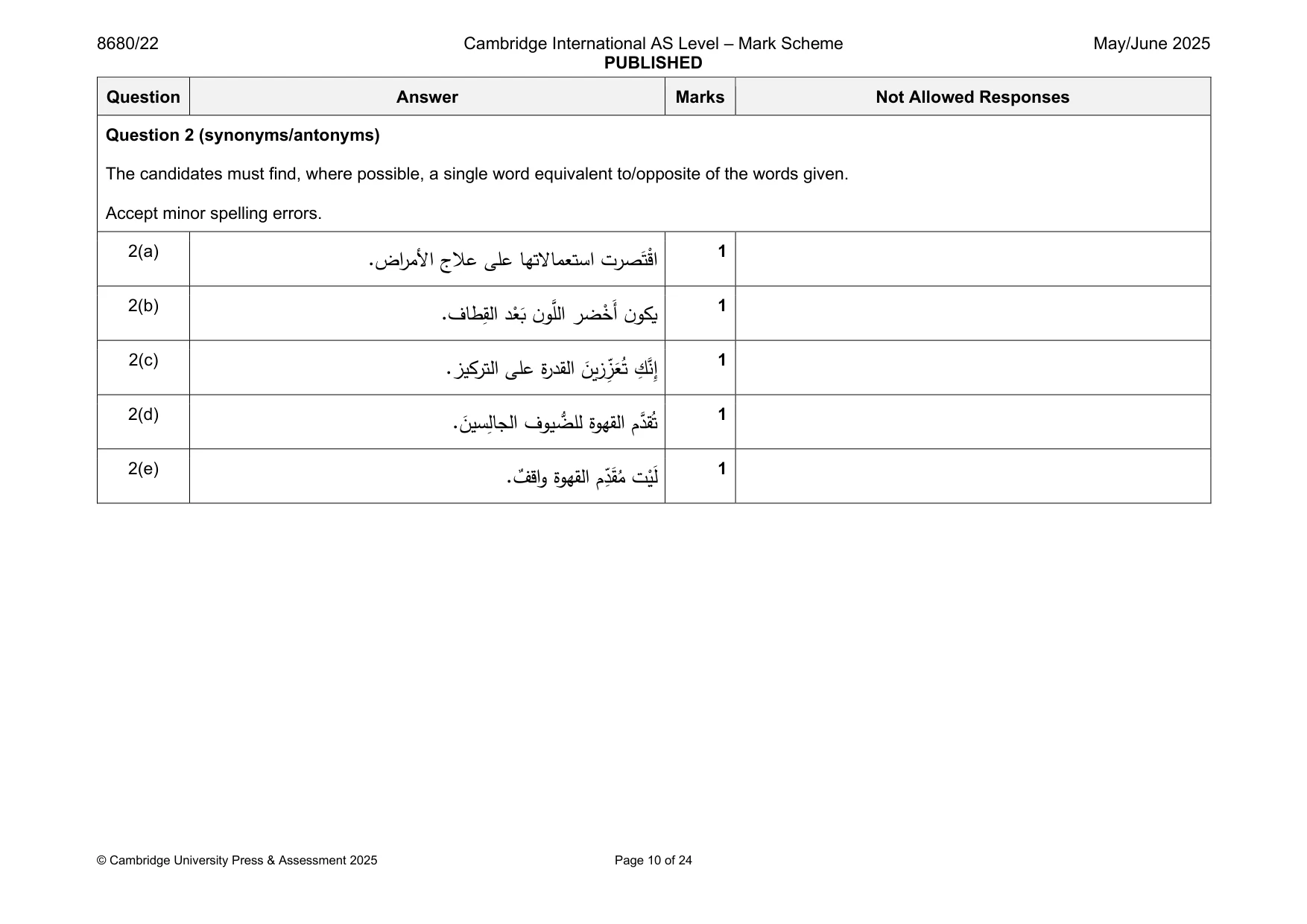 Mark scheme, page 10 of 24