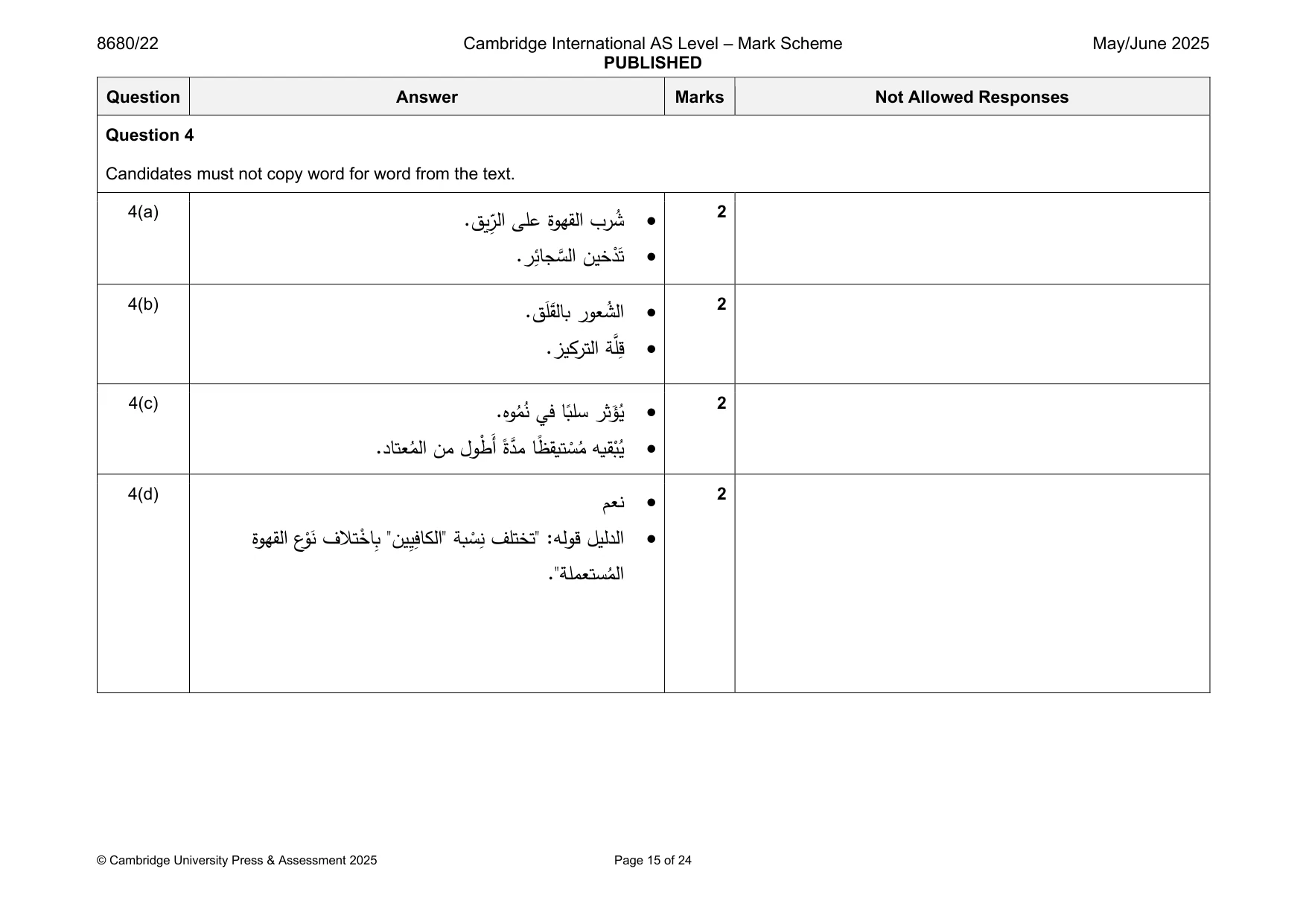 Mark scheme, page 15 of 24