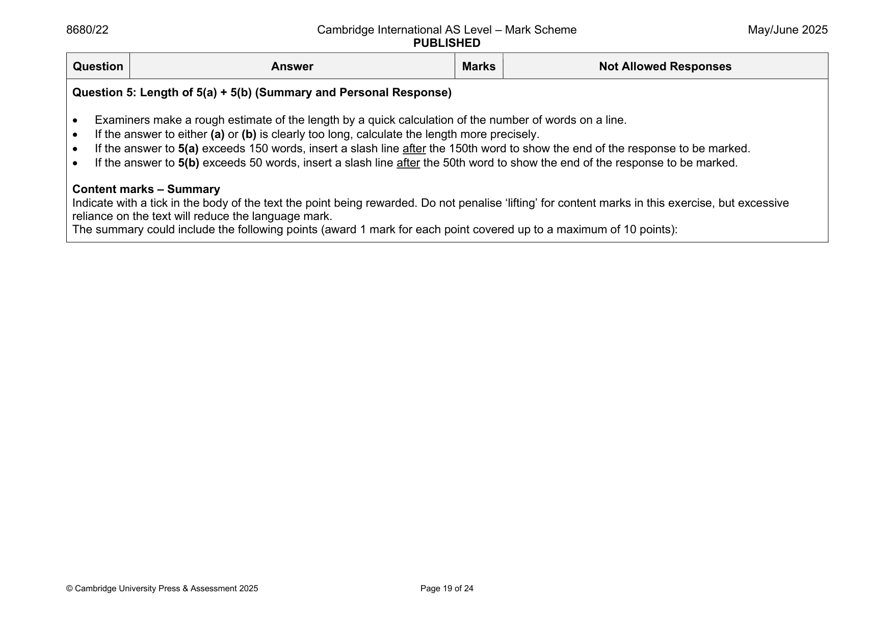 Mark scheme, page 19 of 24