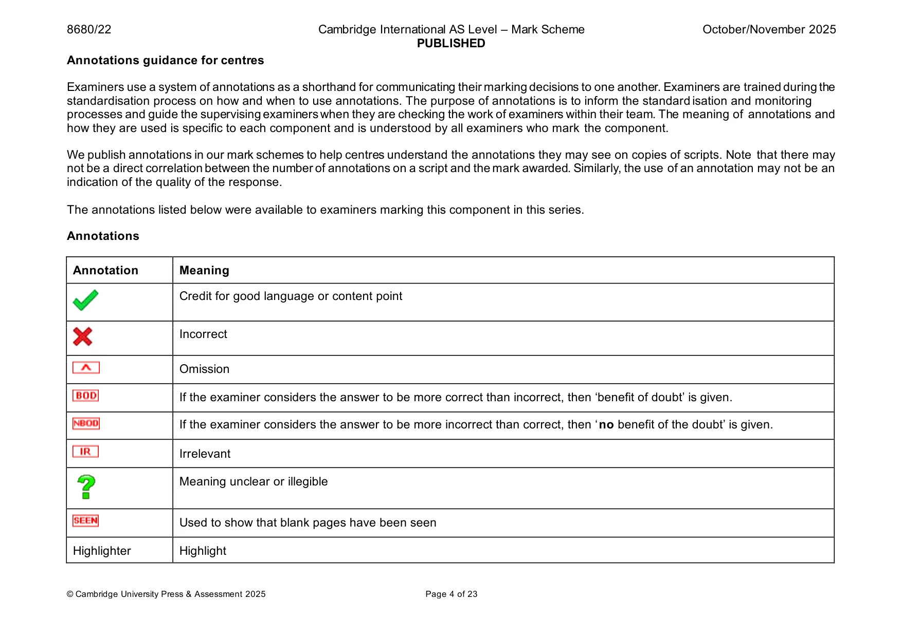 Mark scheme, page 4 of 23