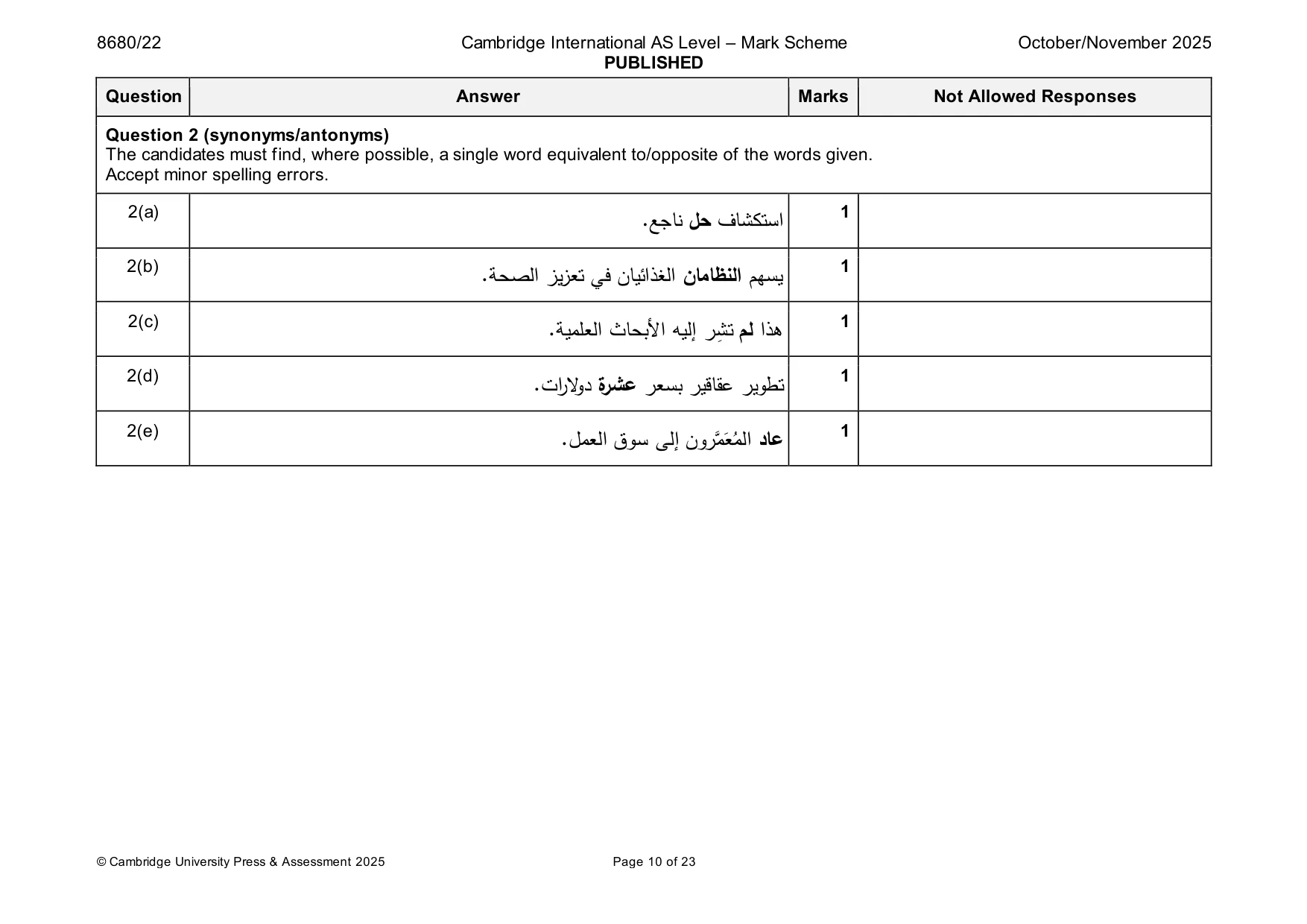 Mark scheme, page 10 of 23