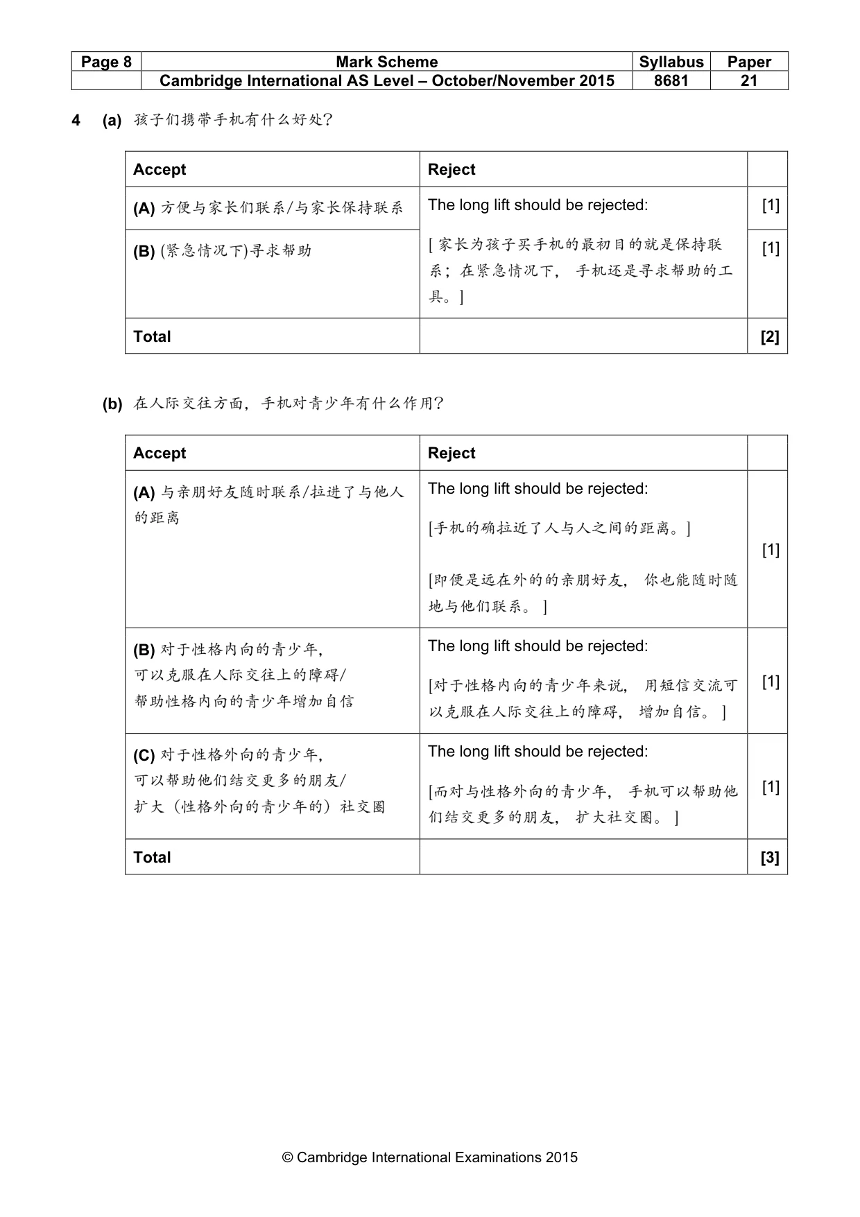 Mark scheme, page 8 of 13