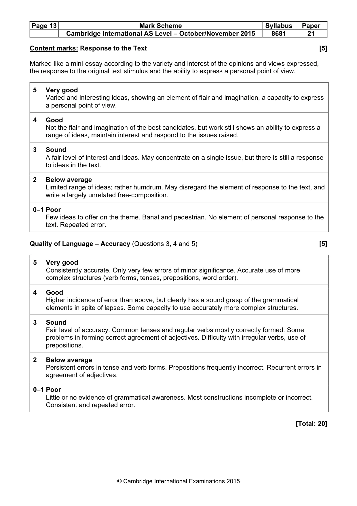 Mark scheme, page 13 of 13
