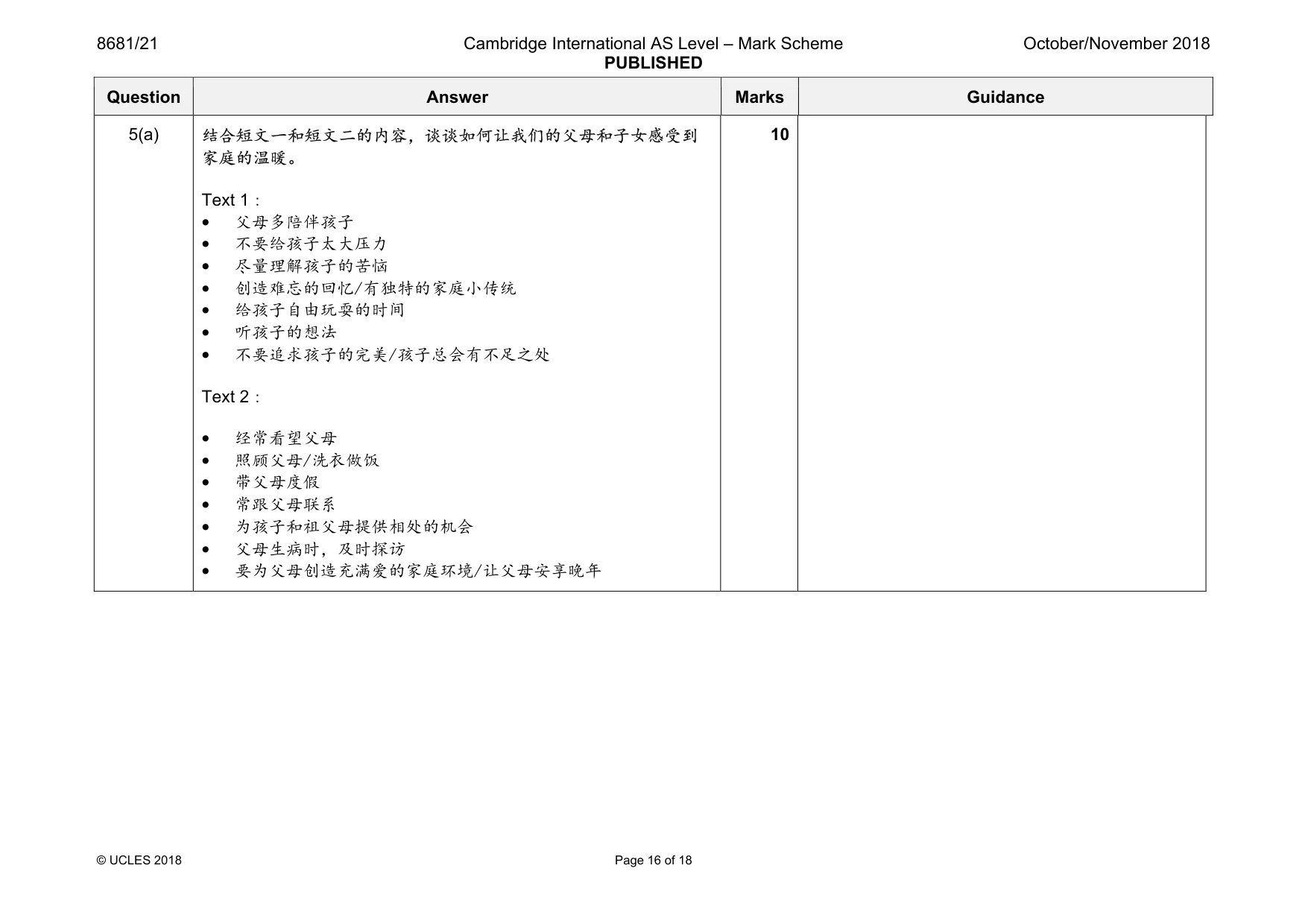 Mark scheme, page 16 of 18