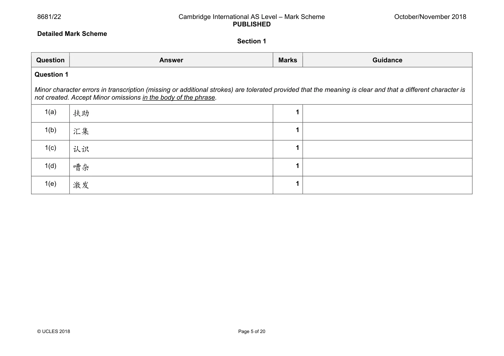 Mark scheme, page 5 of 20