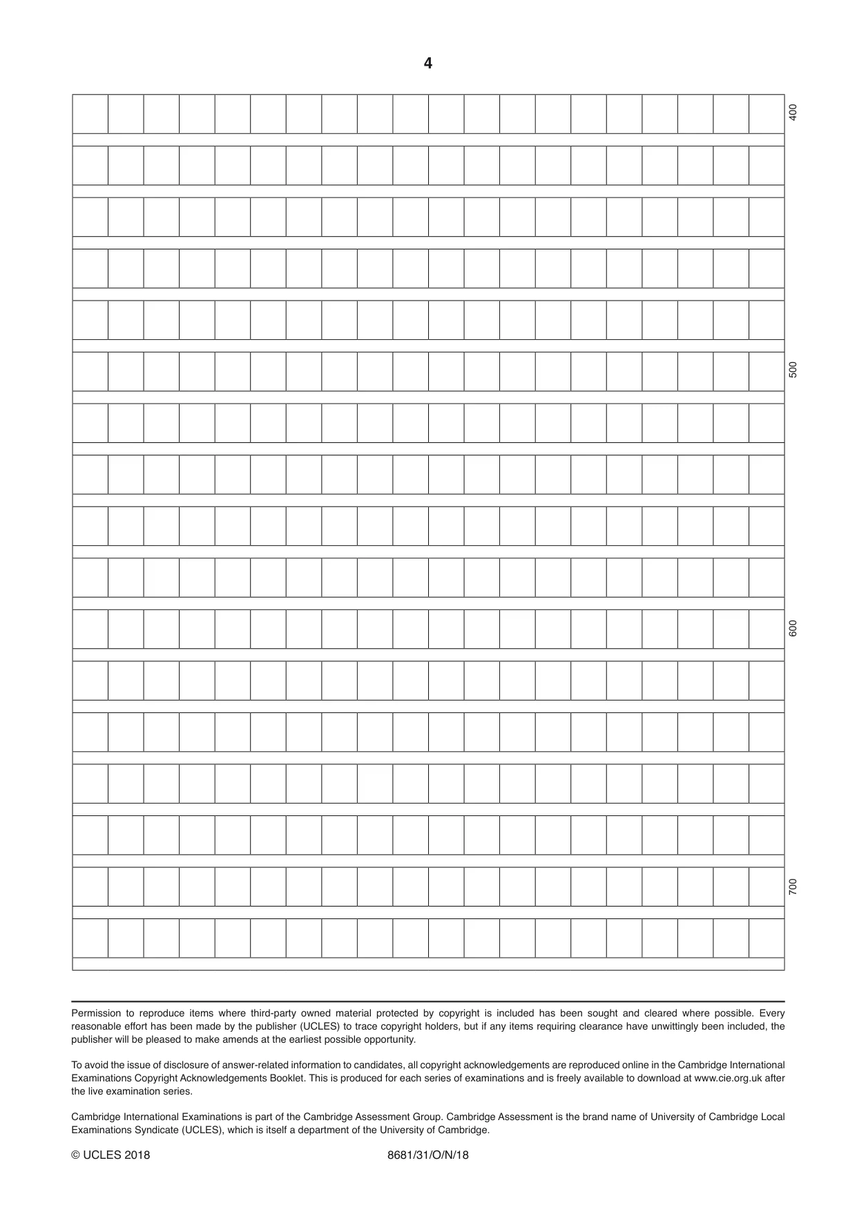 Cambridge A Level Chinese - Language (AS Level only) 8681 2018 Oct/Nov Paper 3 · Variant 1 question paper, page 4 of 4