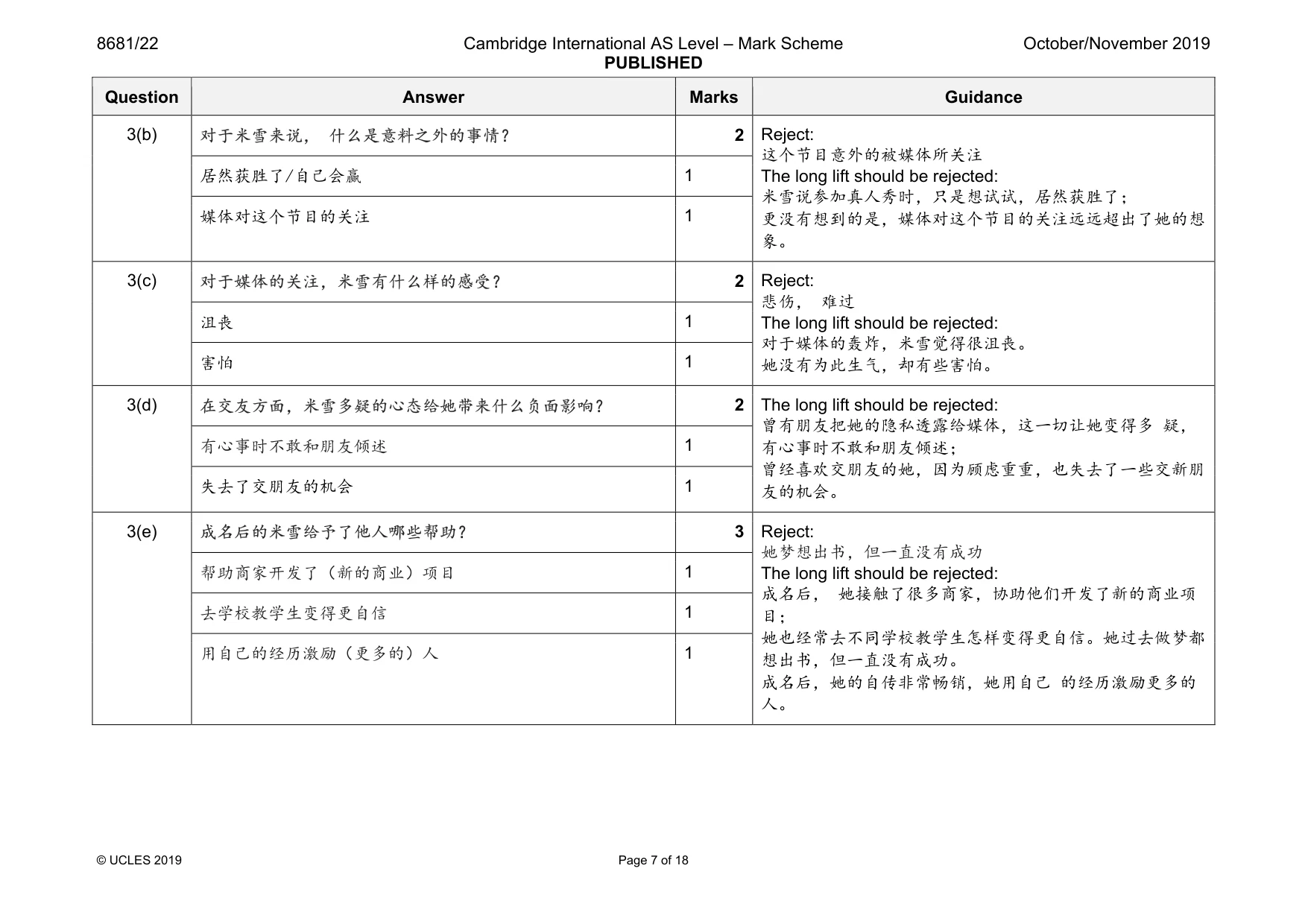 Mark scheme, page 7 of 18