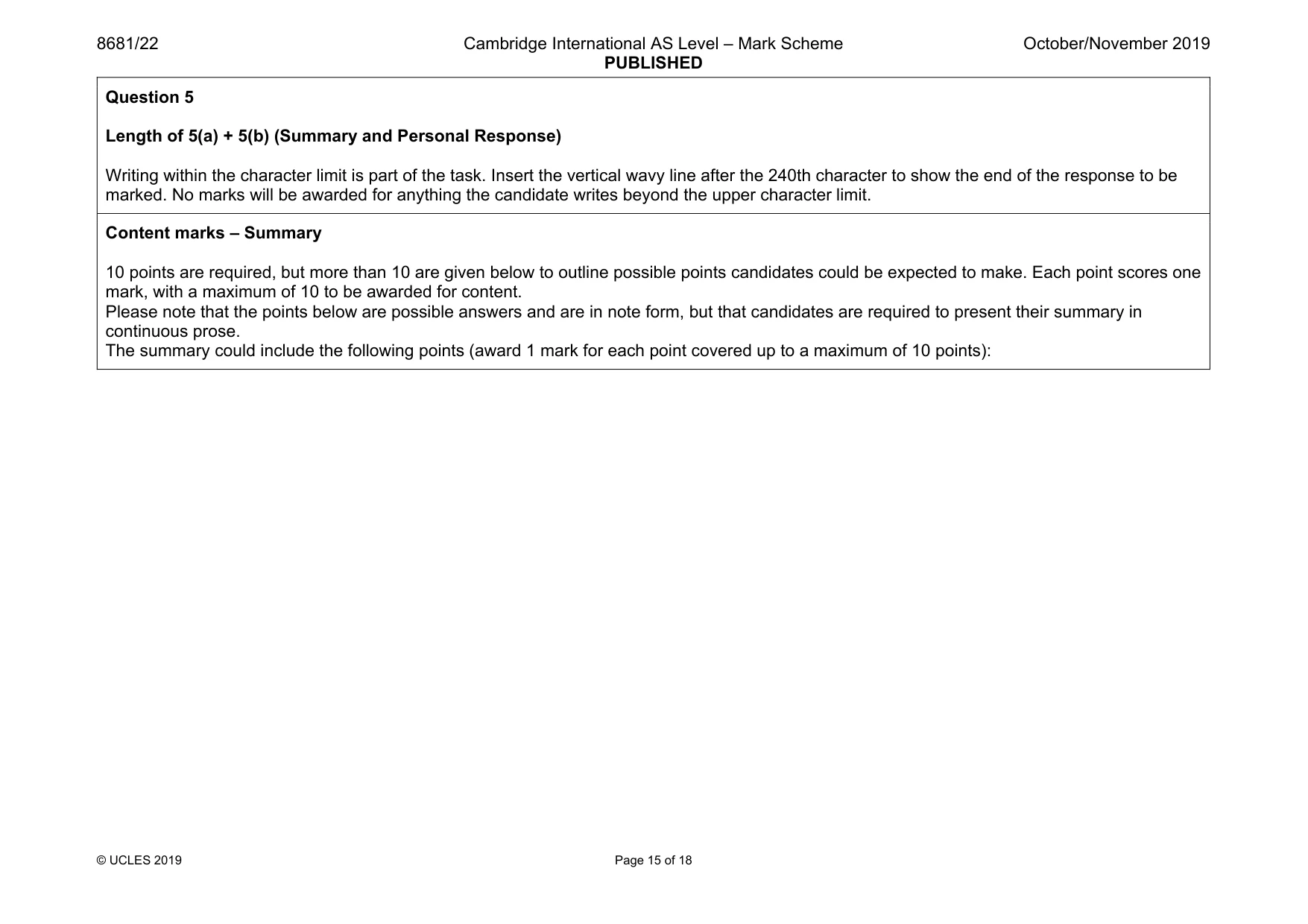 Mark scheme, page 15 of 18