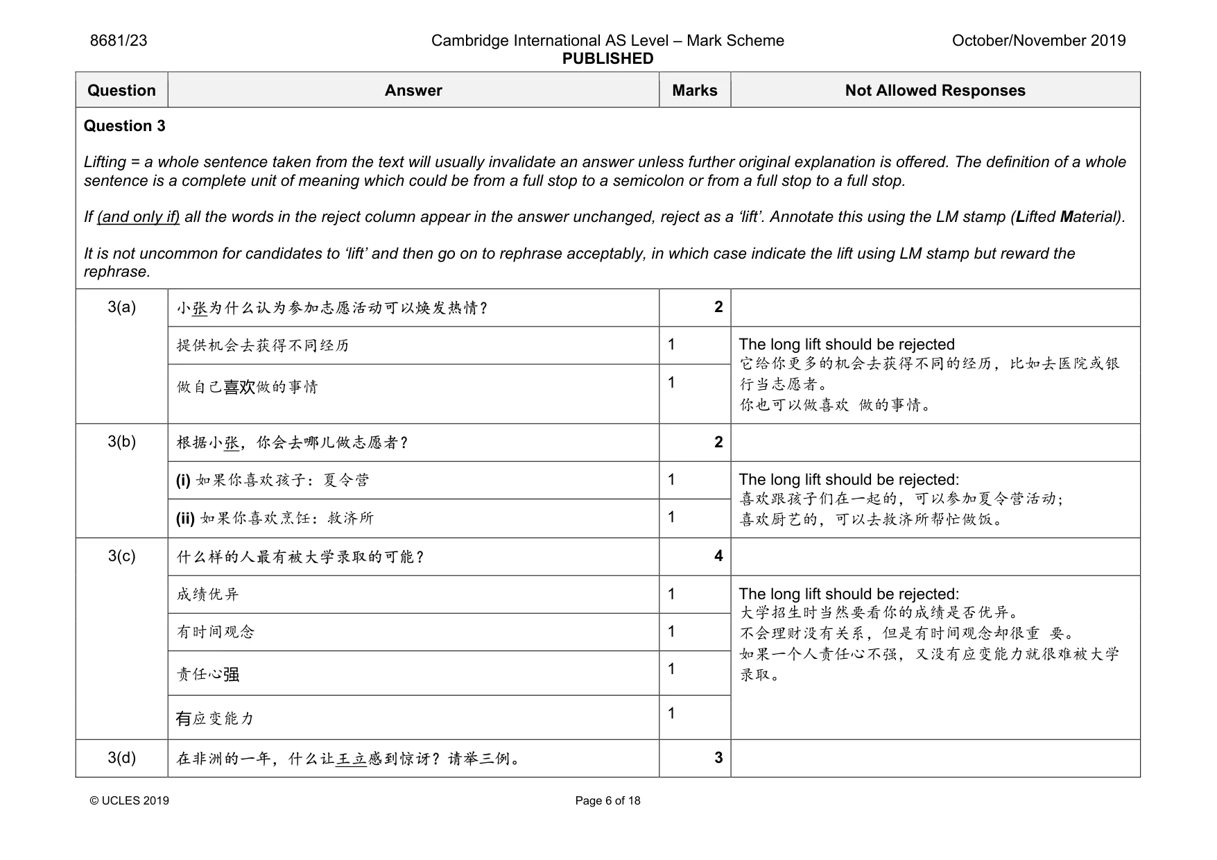 Mark scheme, page 6 of 18
