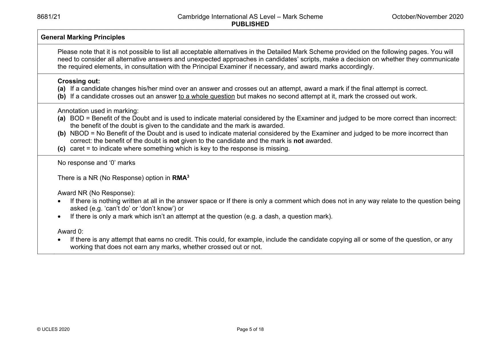 Mark scheme, page 5 of 18