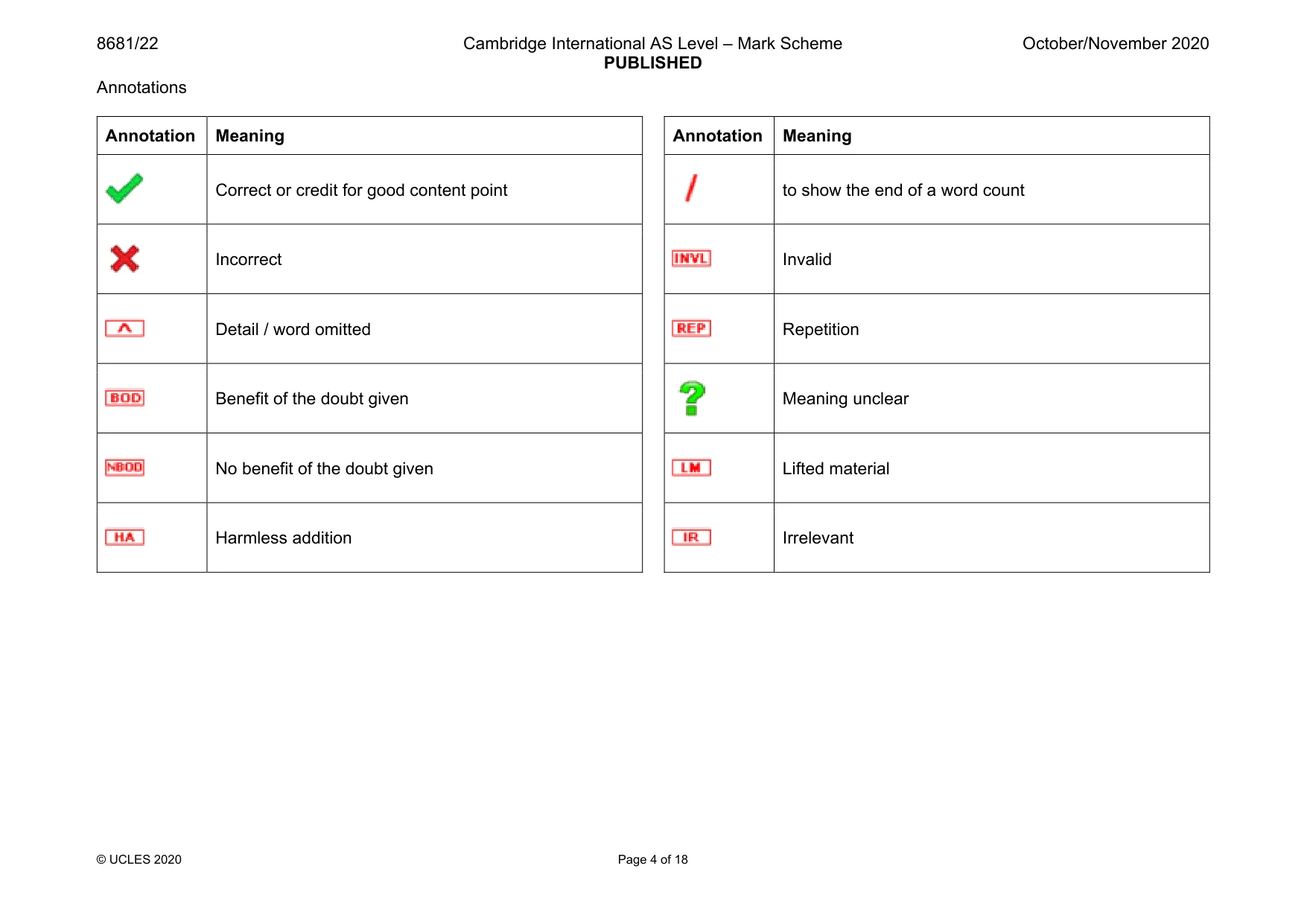 Mark scheme, page 4 of 18