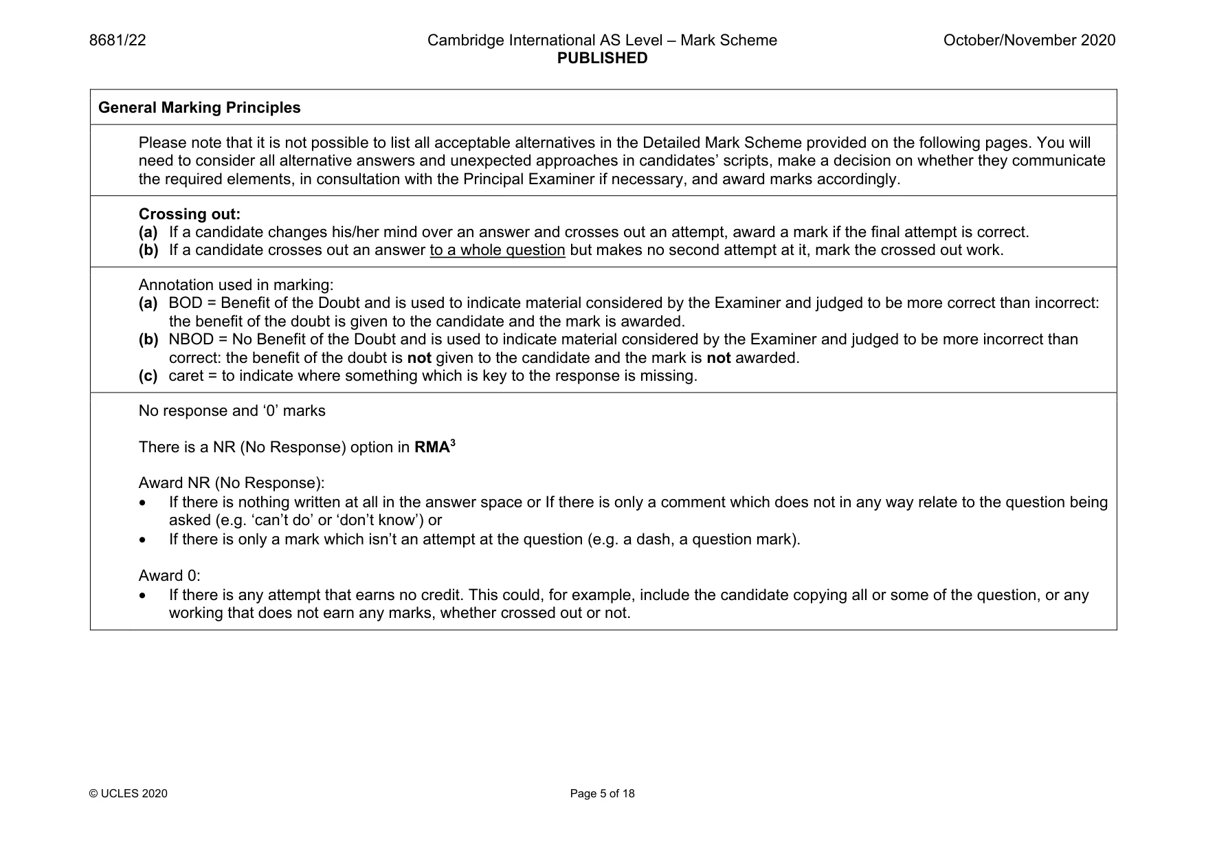 Mark scheme, page 5 of 18