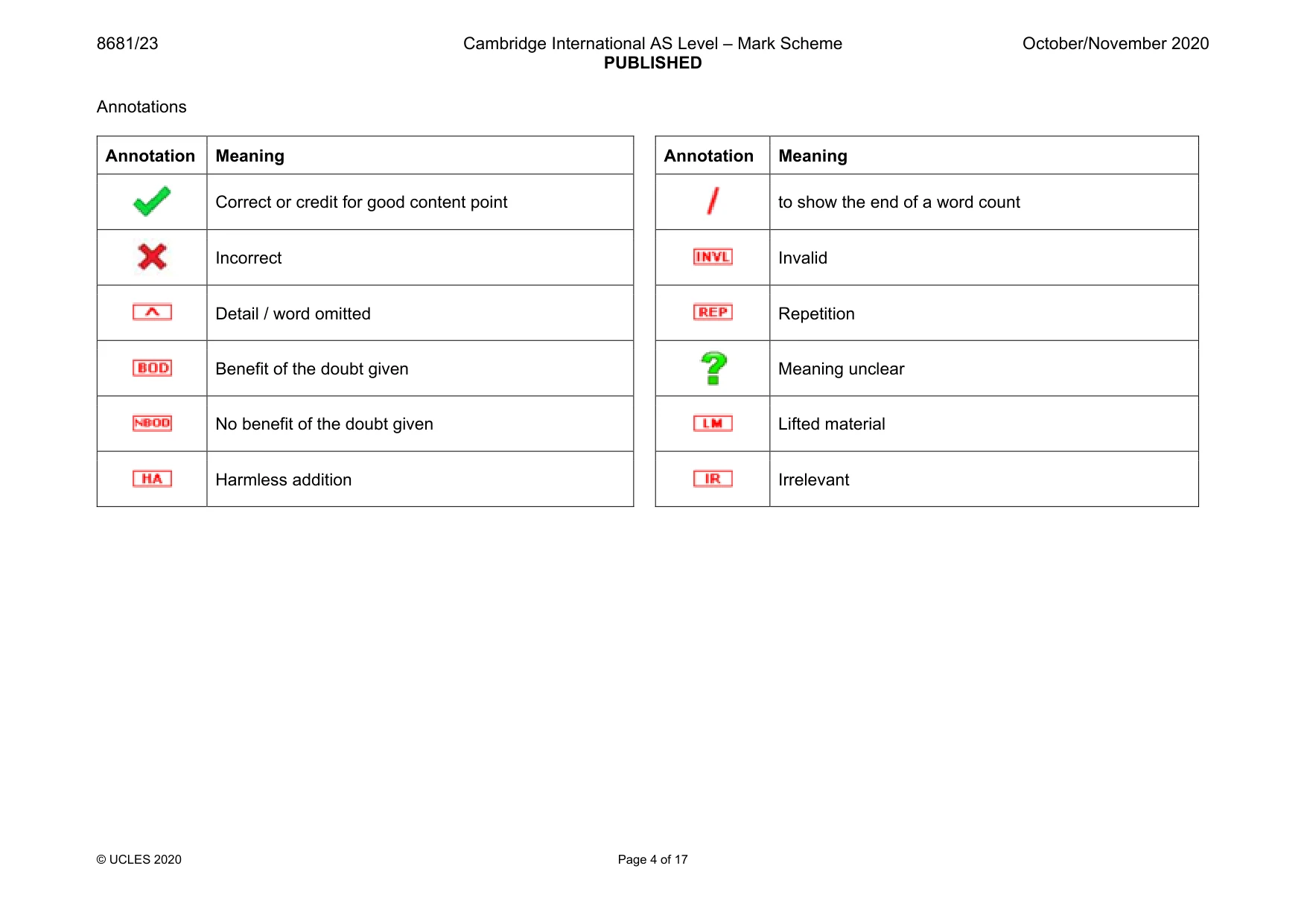 Mark scheme, page 4 of 17