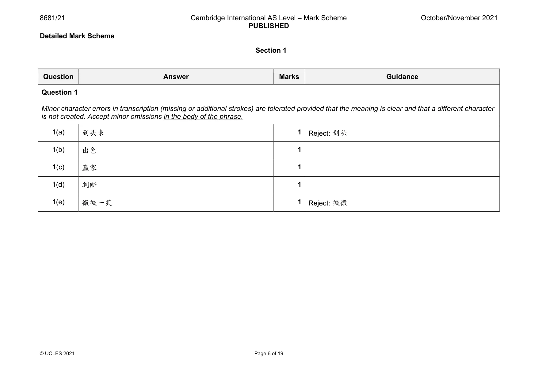 Mark scheme, page 6 of 19