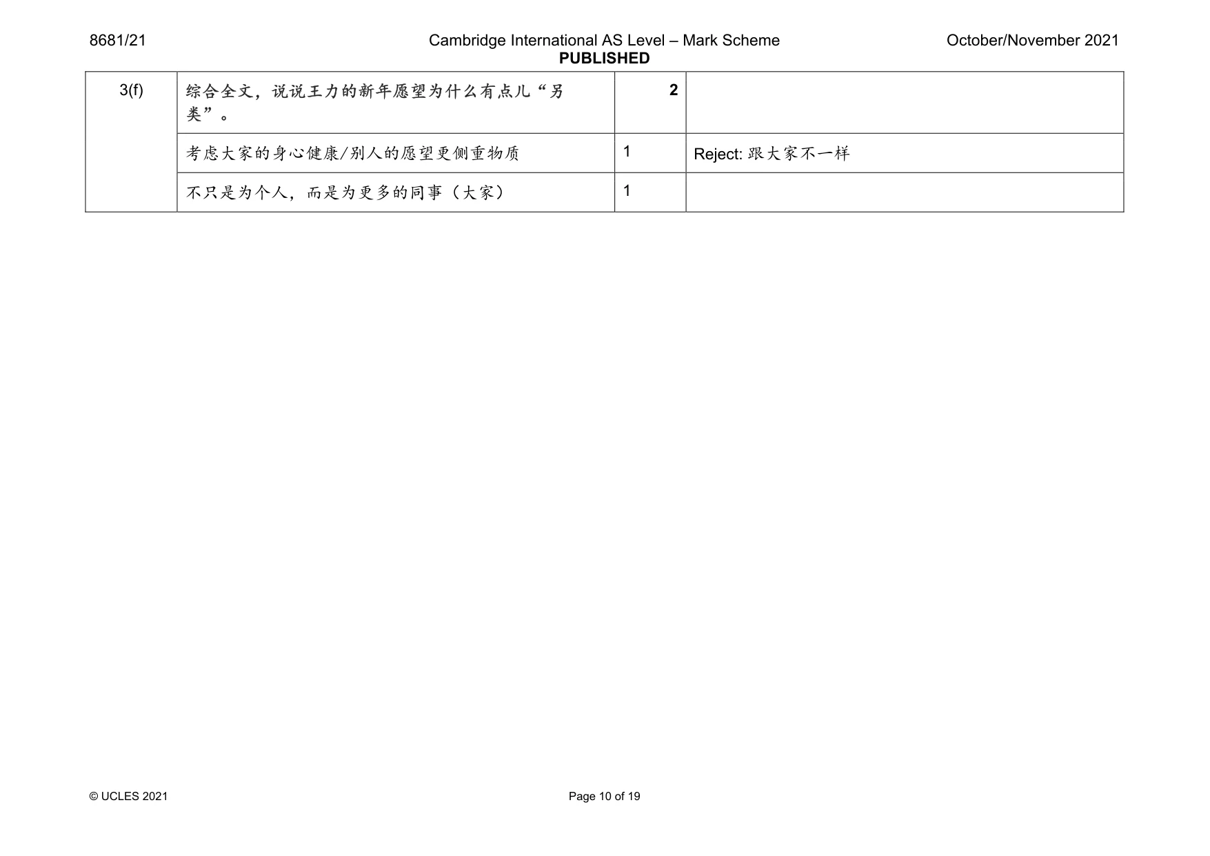 Mark scheme, page 10 of 19