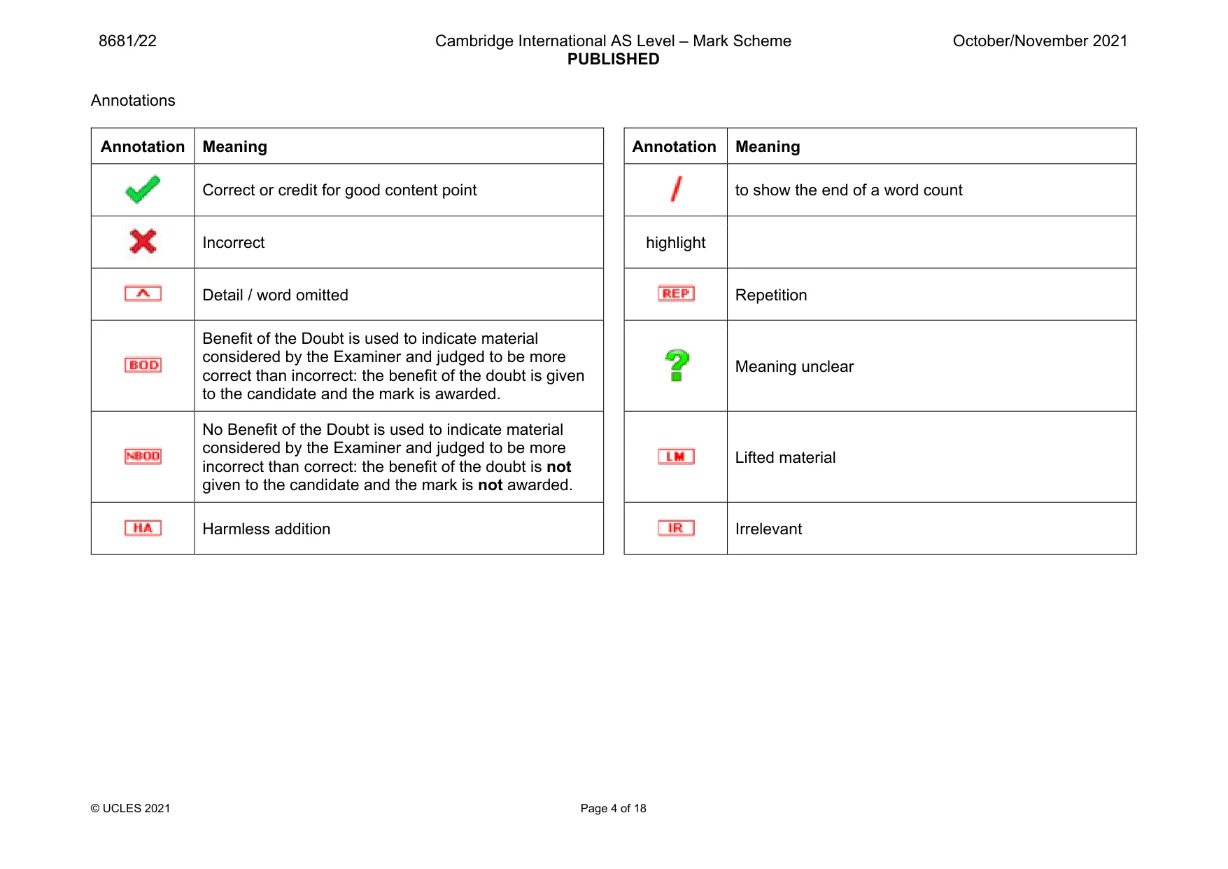 Mark scheme, page 4 of 18