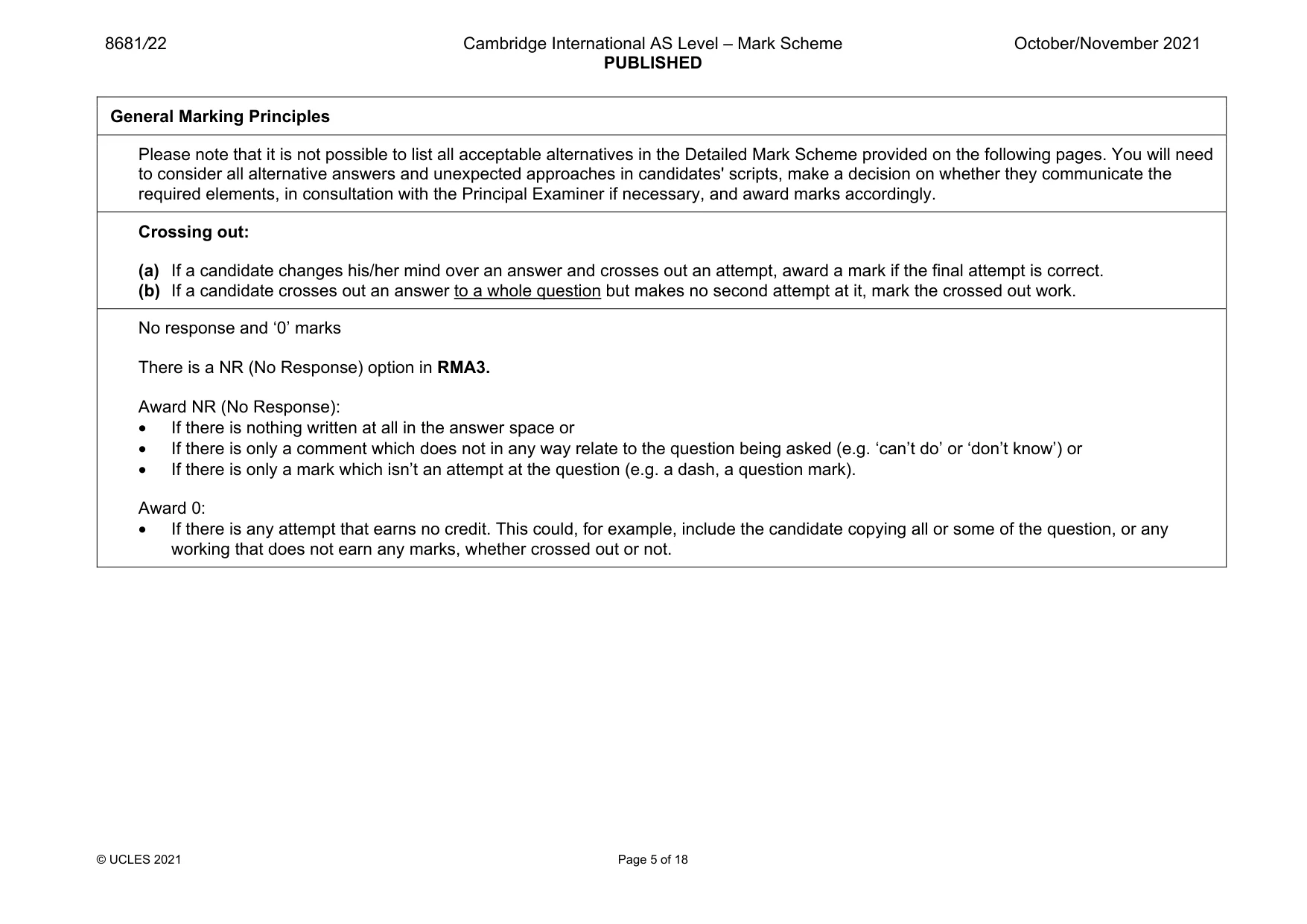 Mark scheme, page 5 of 18