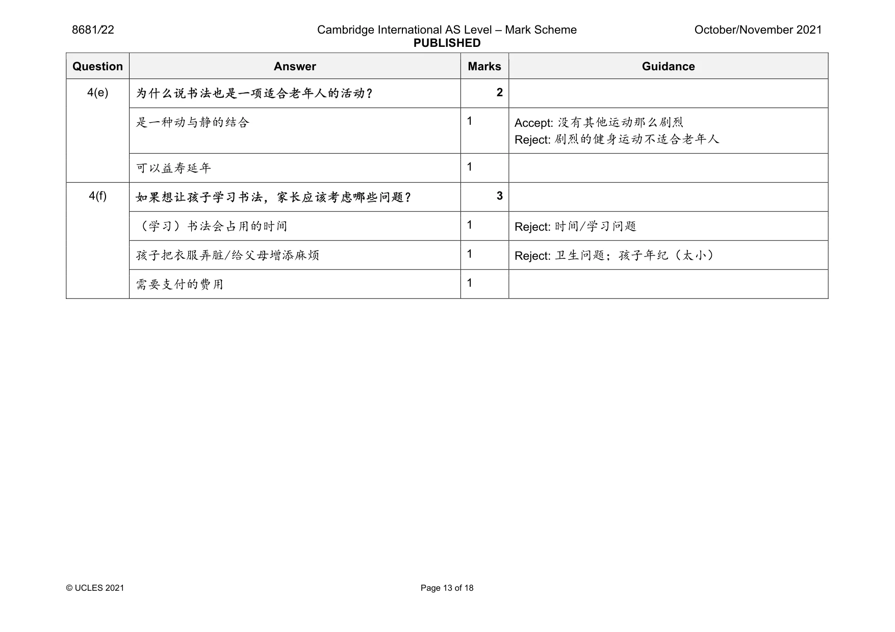 Mark scheme, page 13 of 18