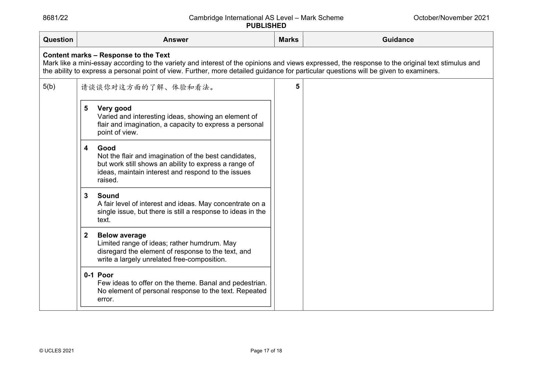 Mark scheme, page 17 of 18