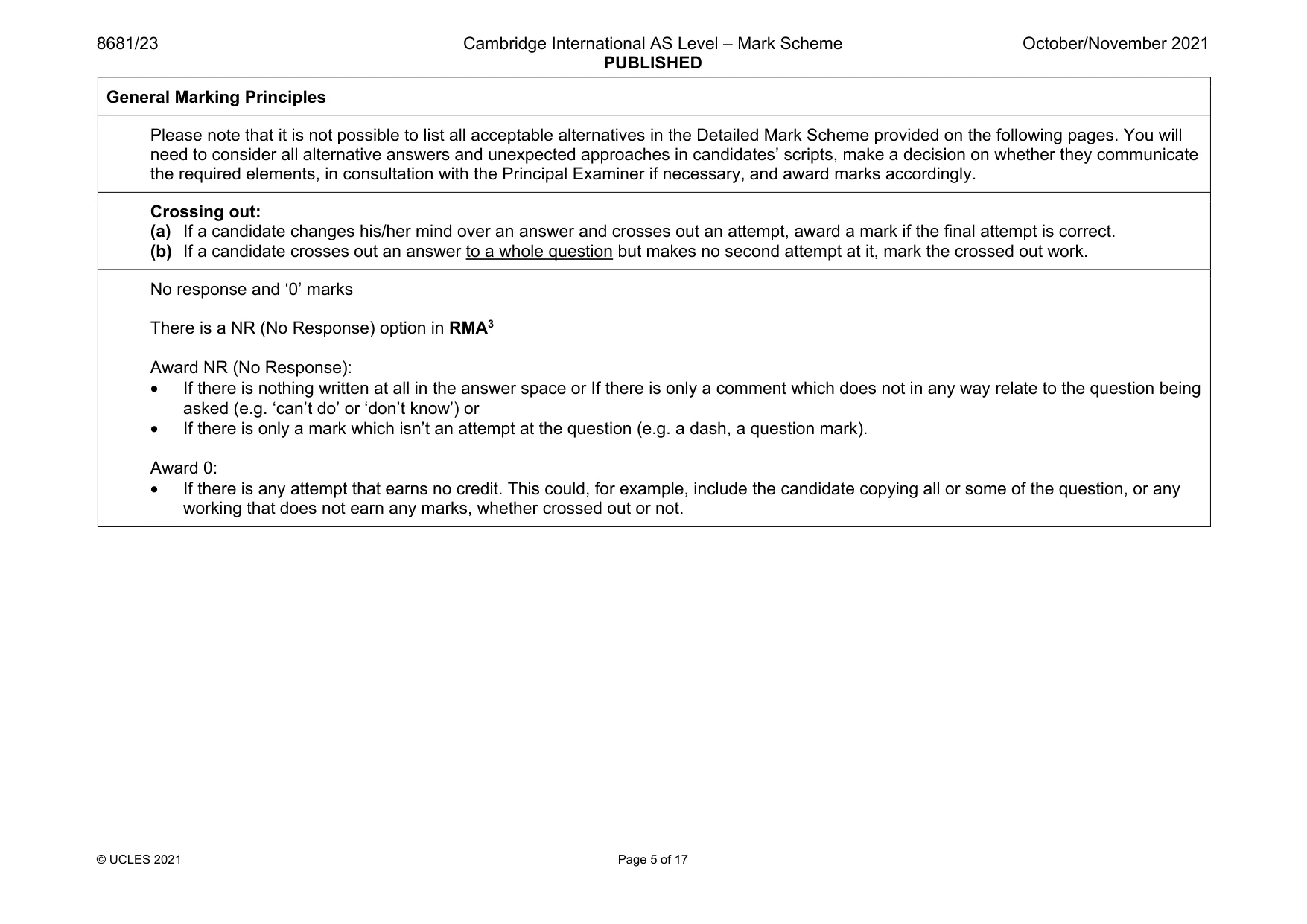Mark scheme, page 5 of 17