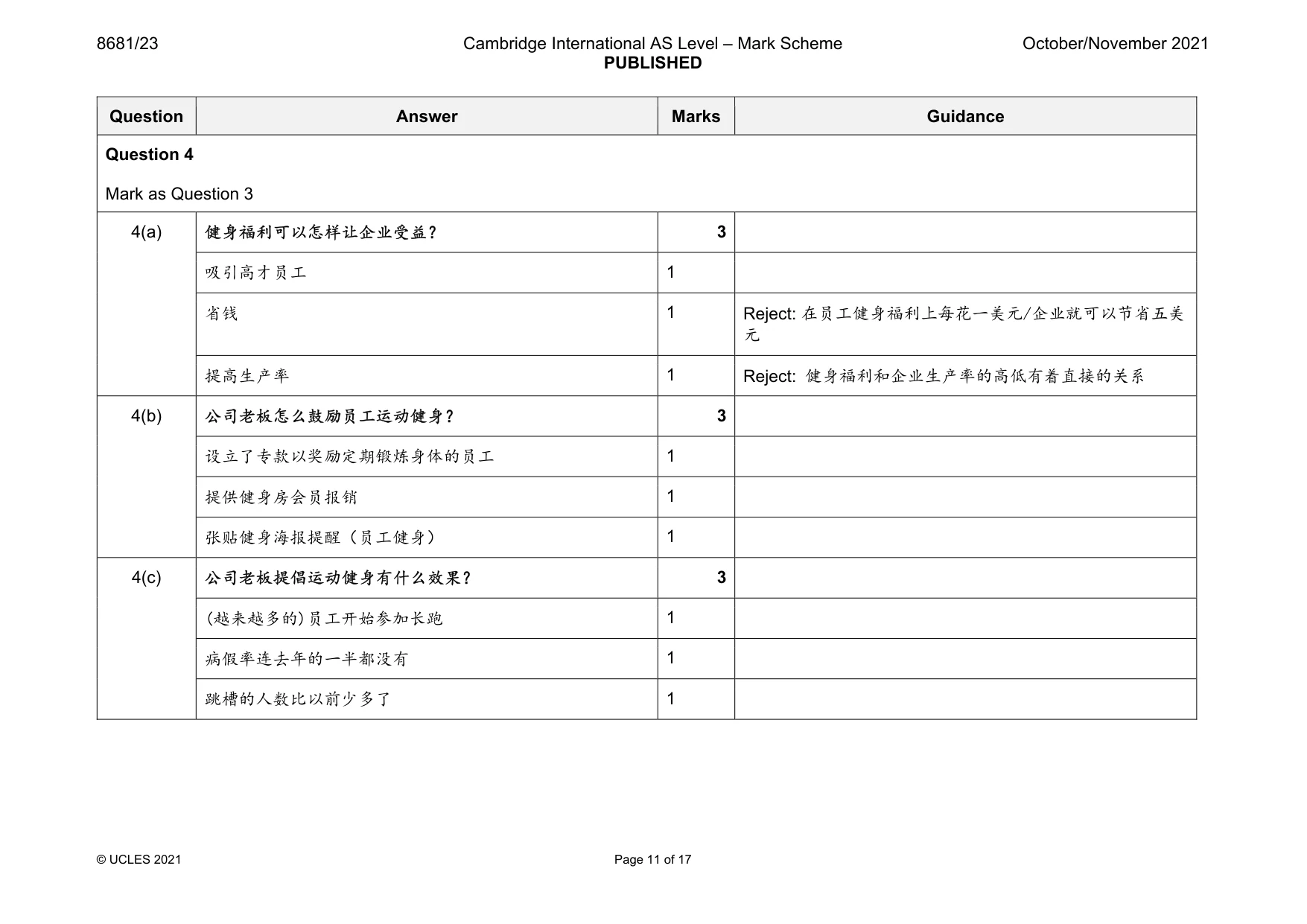 Mark scheme, page 11 of 17