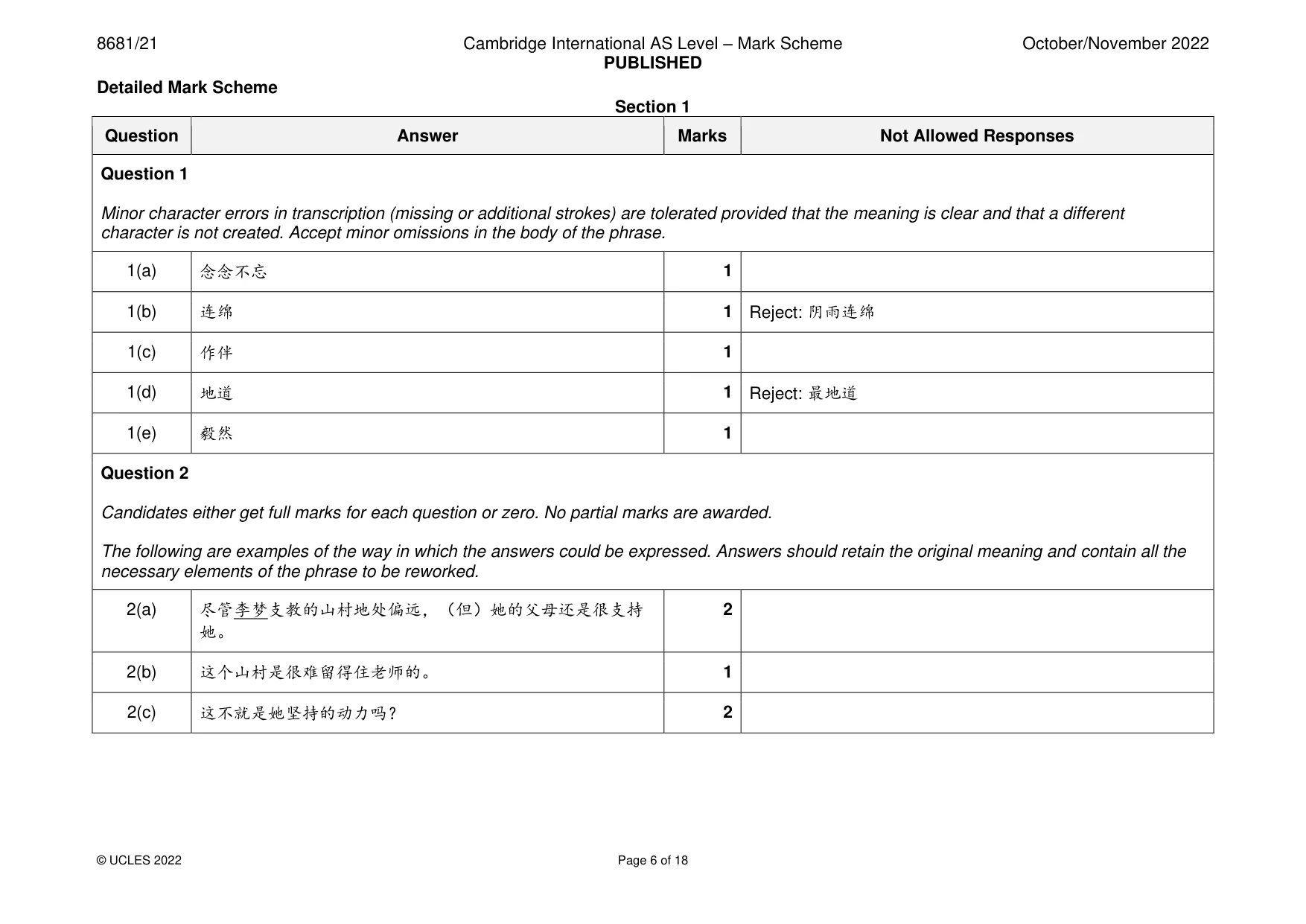Mark scheme, page 6 of 18