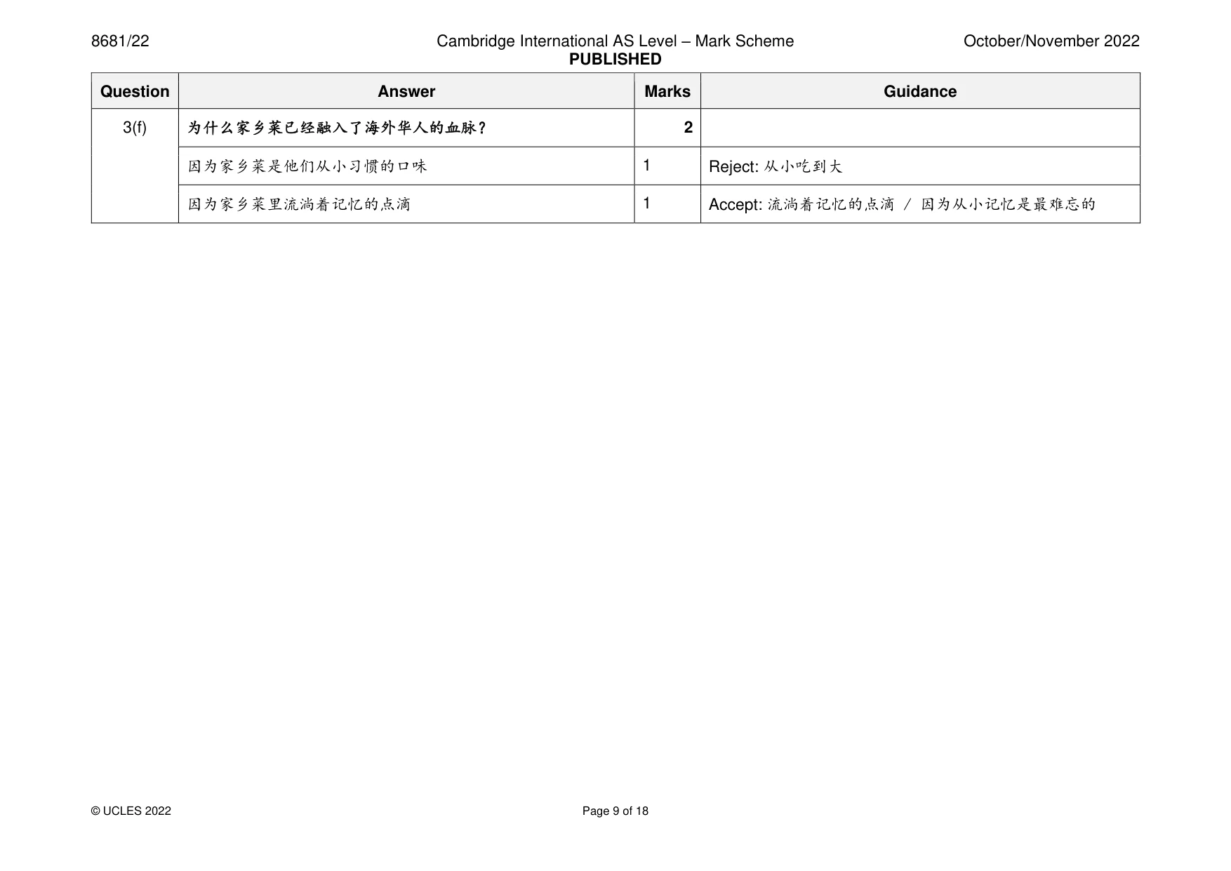 Mark scheme, page 9 of 18