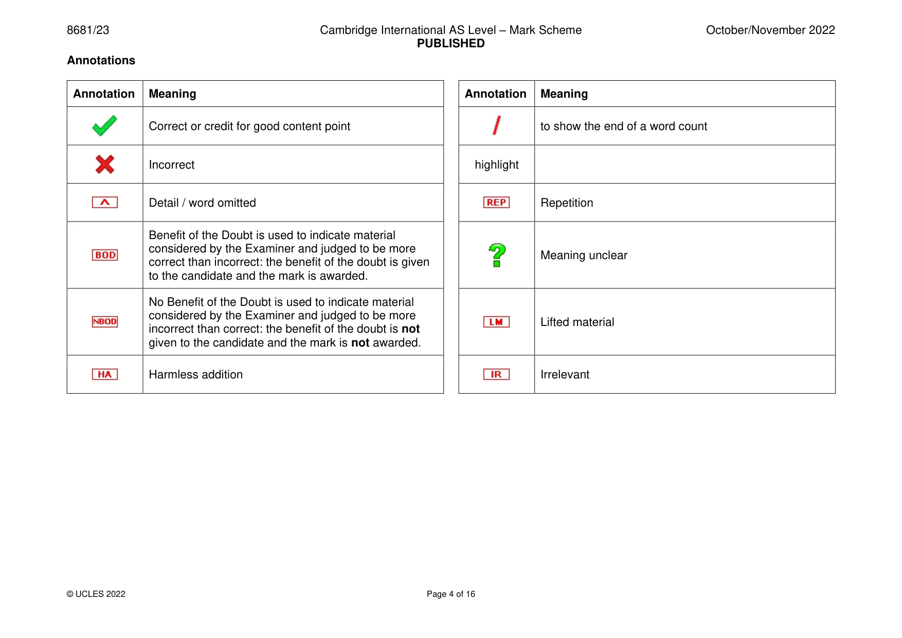 Mark scheme, page 4 of 16