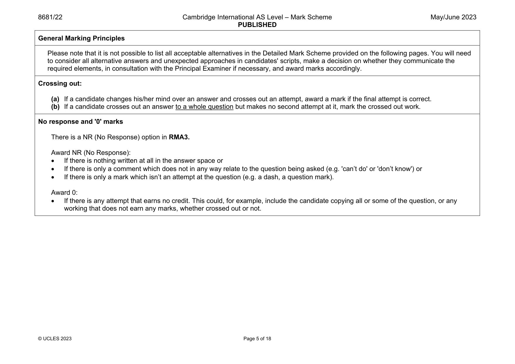 Mark scheme, page 5 of 18