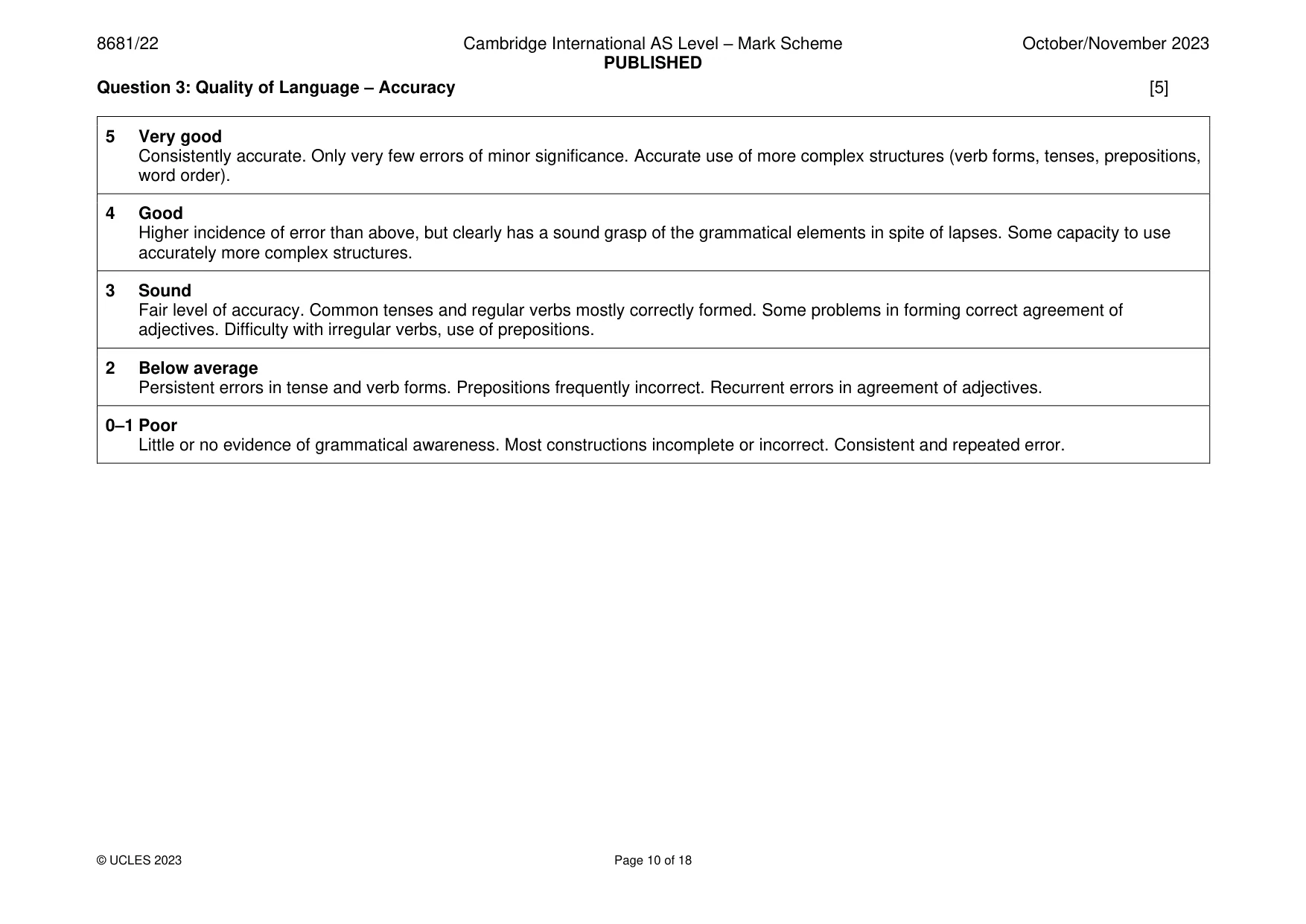 Mark scheme, page 10 of 18