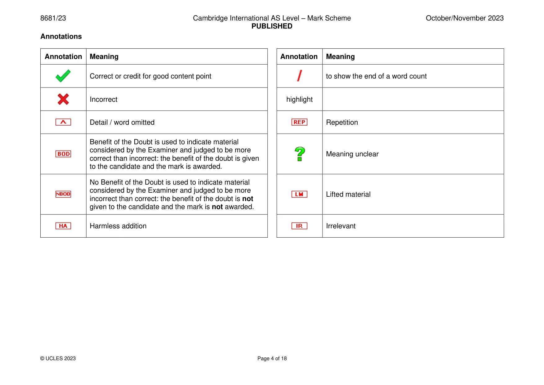 Mark scheme, page 4 of 18
